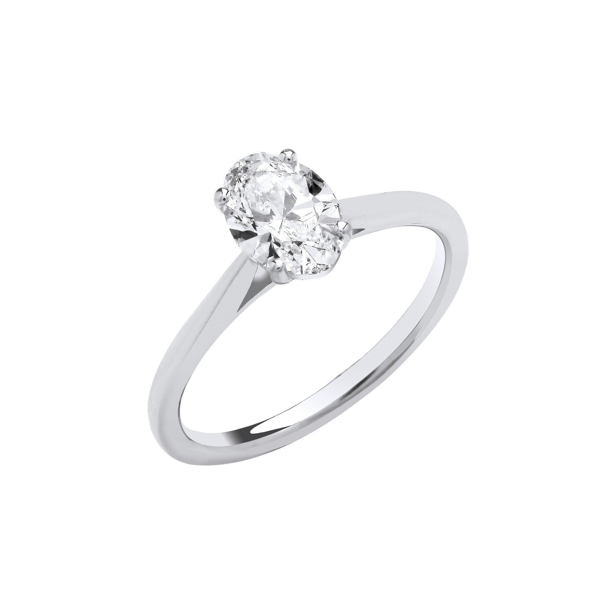 18ct White Gold 1.00ctw Oval Cut LAB GROWN Diamond Ring IGI Certified - 18ct Gold