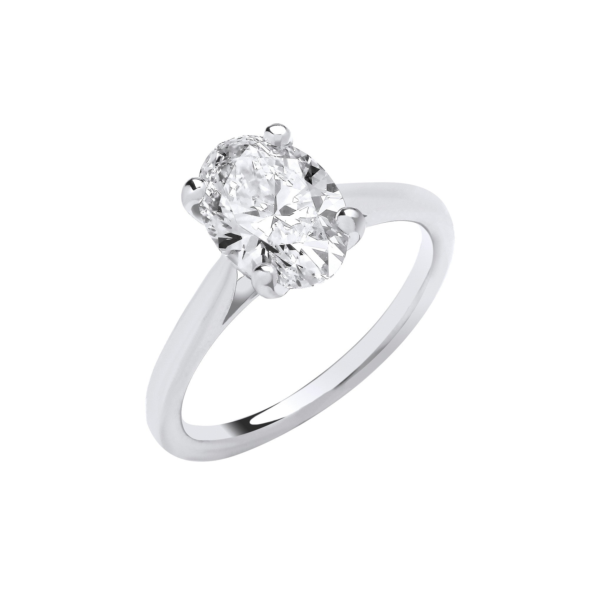 18ct White Gold 2.00ctw Oval Cut LAB GROWN Diamond Ring IGI Certified - 18ct Gold