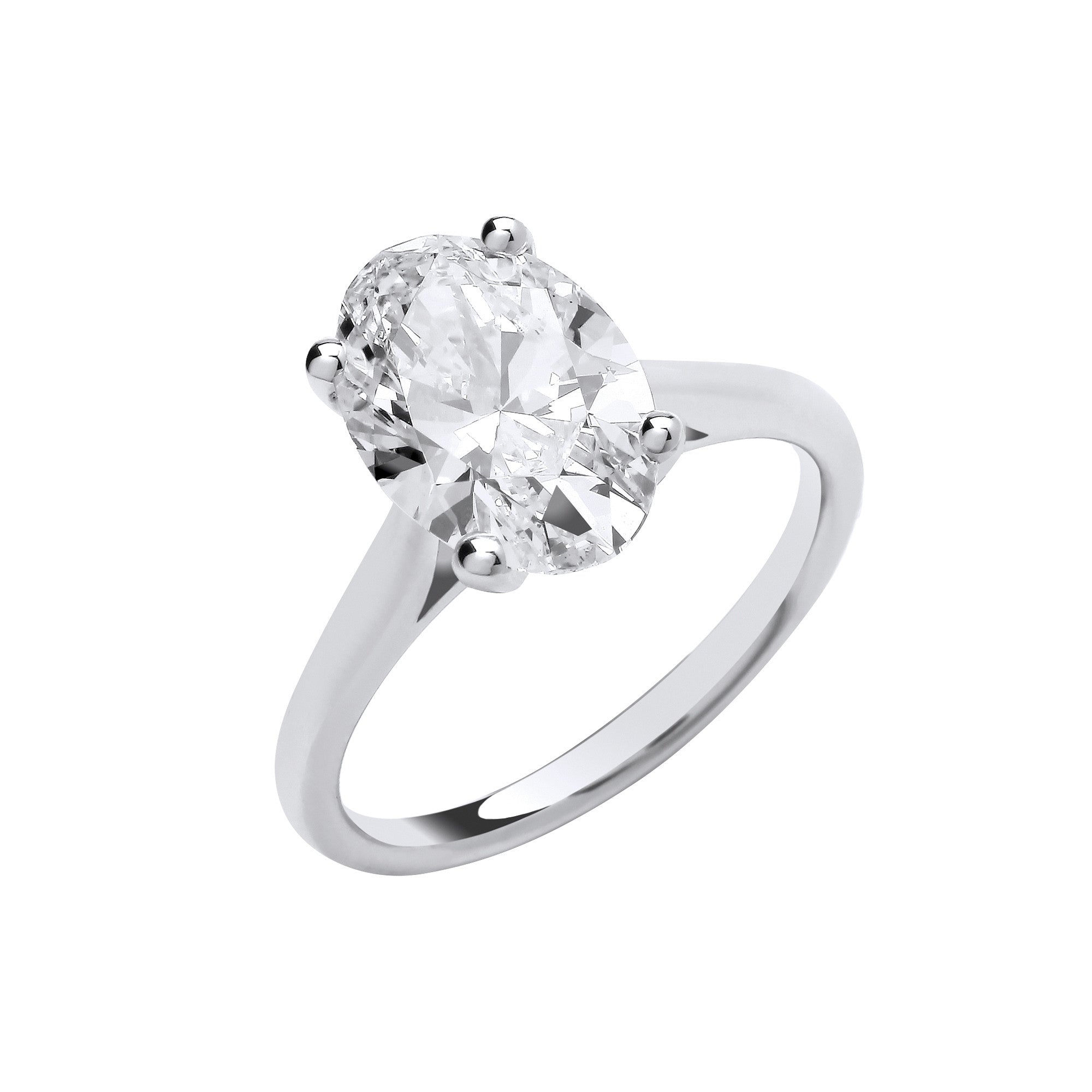 Bague en or blanc 18 carats avec diamant de laboratoire ovale de 3,00 carats certifié IGI - Or 18 carats