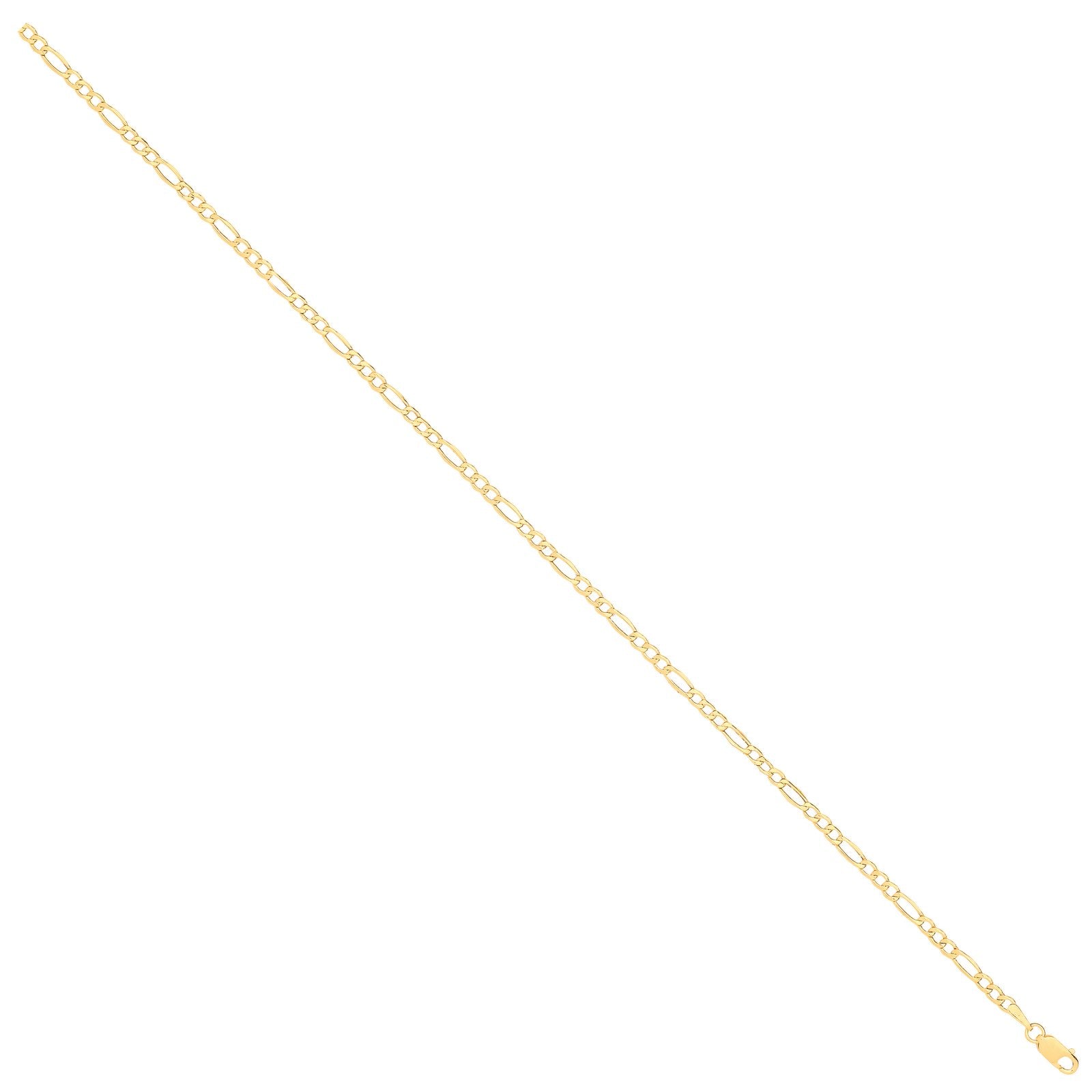 14ct Y/G Hollow Beveled Figaro 2.6mm Chain