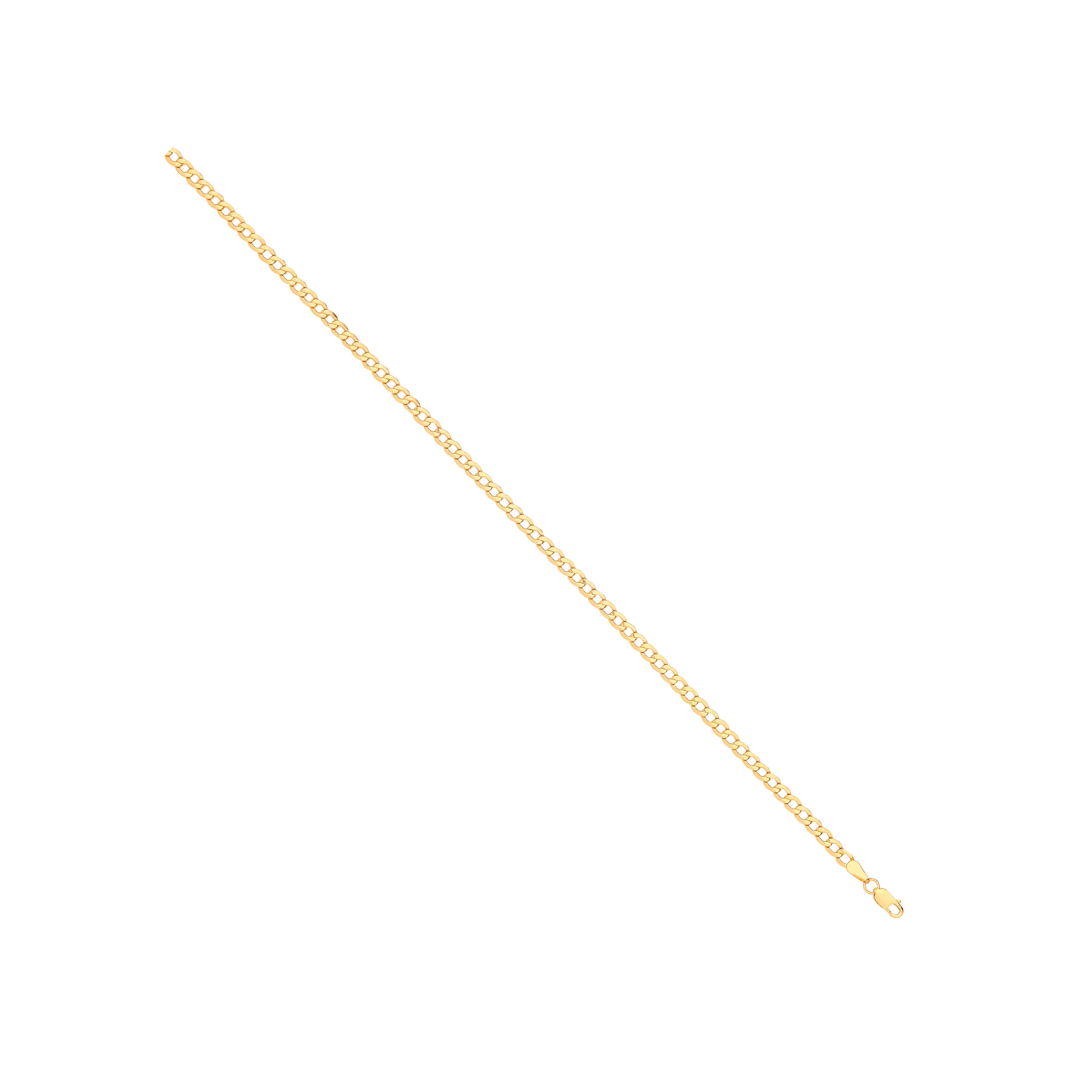 14ct Yellow Gold Hollow Beveled Curb 3.5mm Chain - 14ct Gold