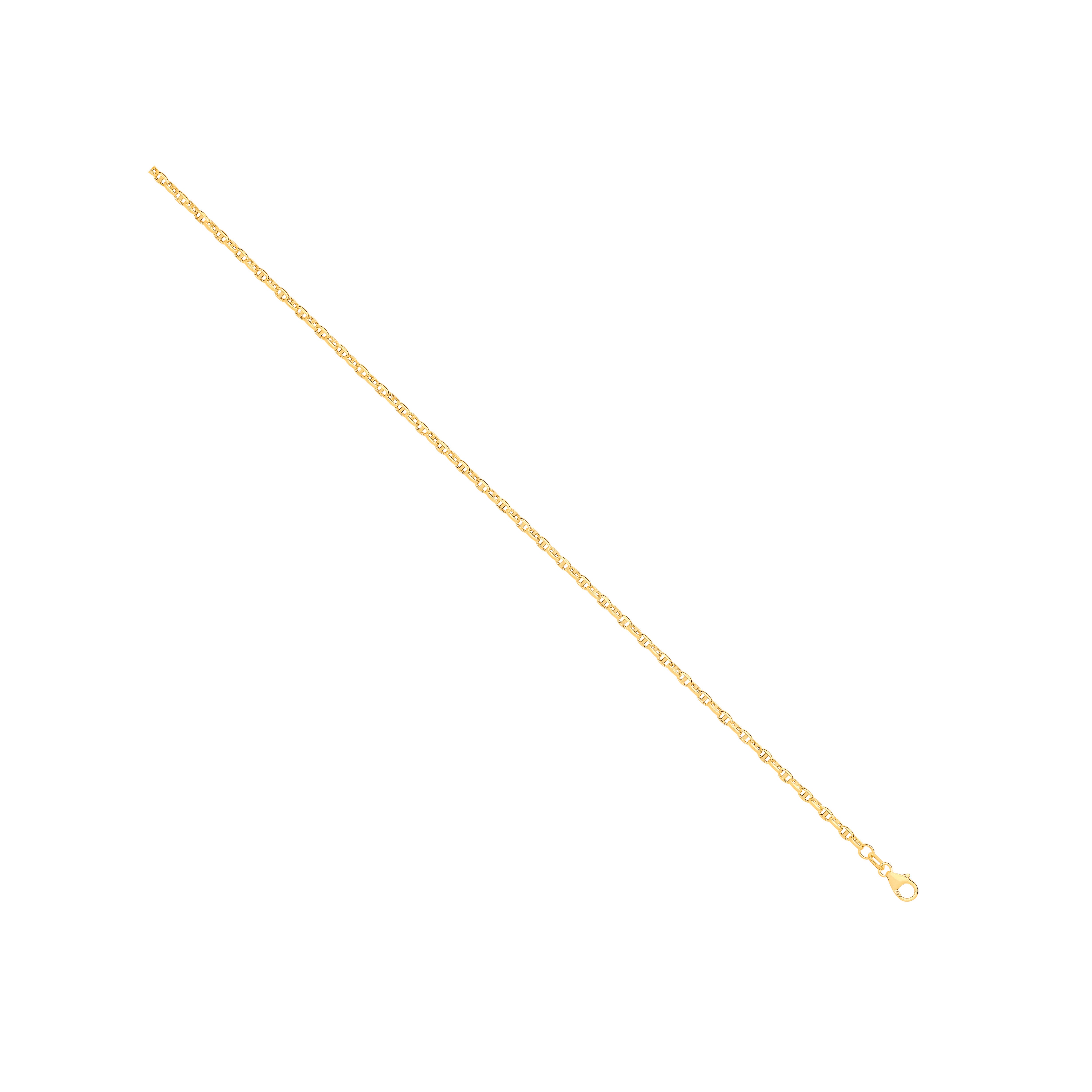14ct Yellow Gold Hollow Oval Puff Marine 2.7mm Chain - 14ct Gold