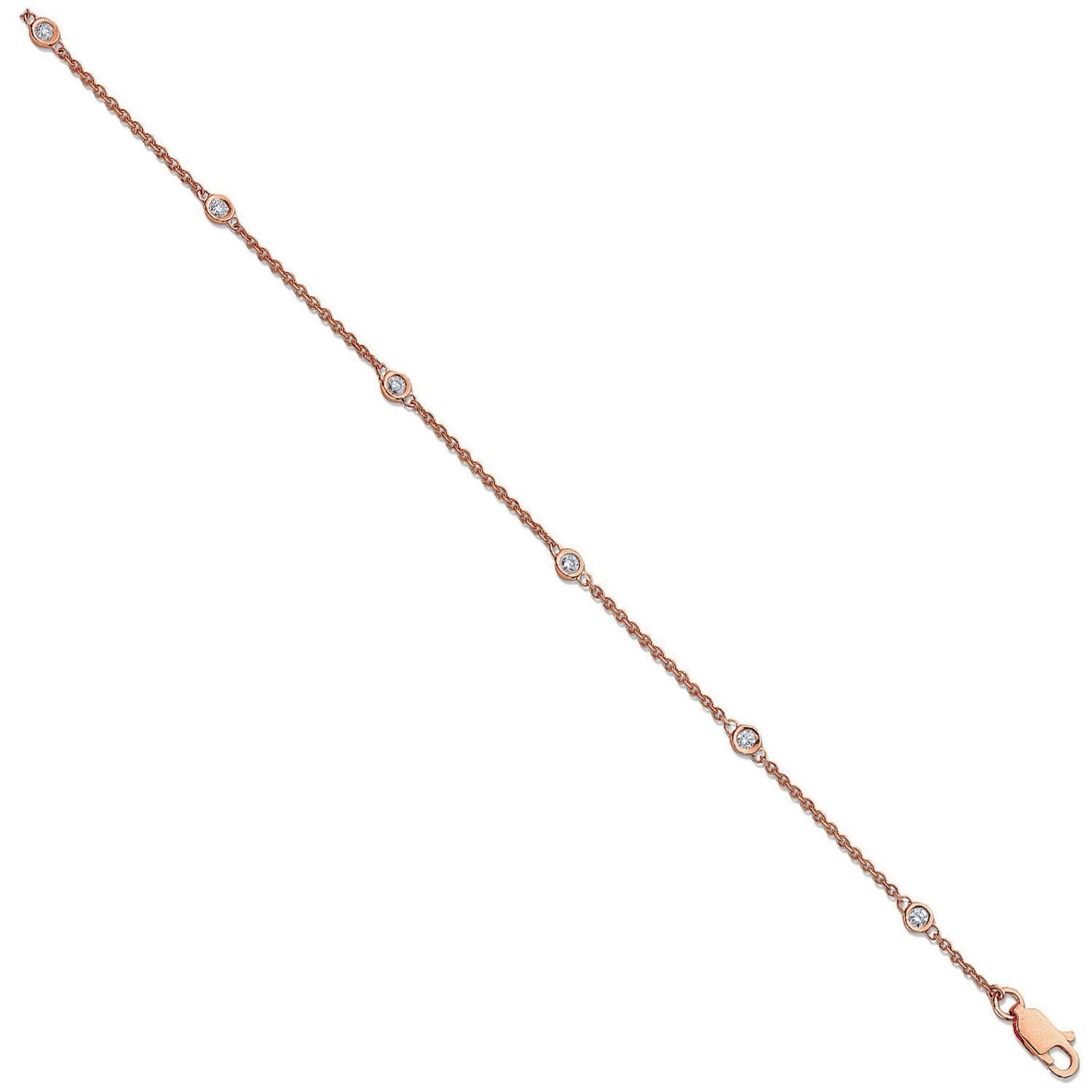 18ct Rose Gold 0.20ct Diamond by the yard Rubover Bracelet