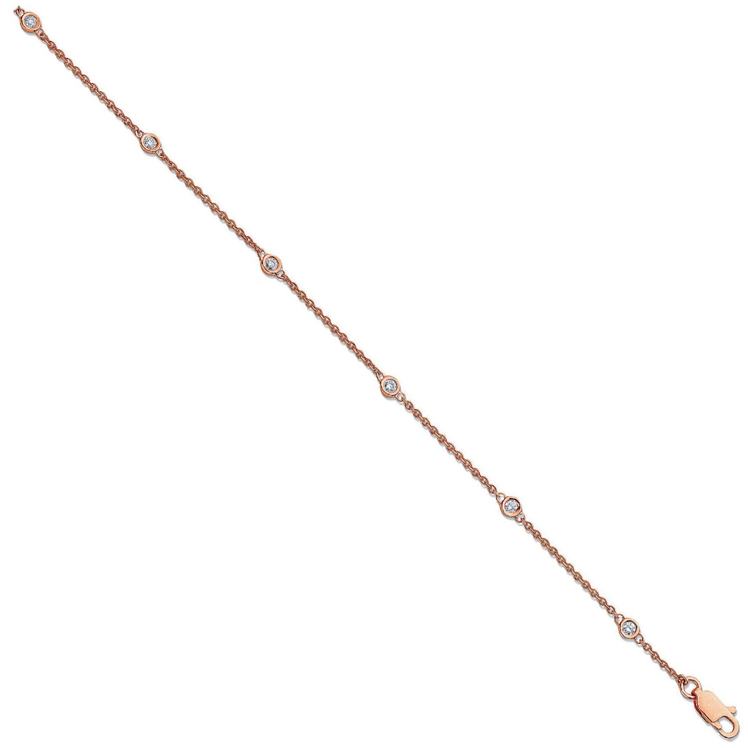 18ct Rose Gold 0.20ct Diamond by the yard Rubover Bracelet - 18ct Gold