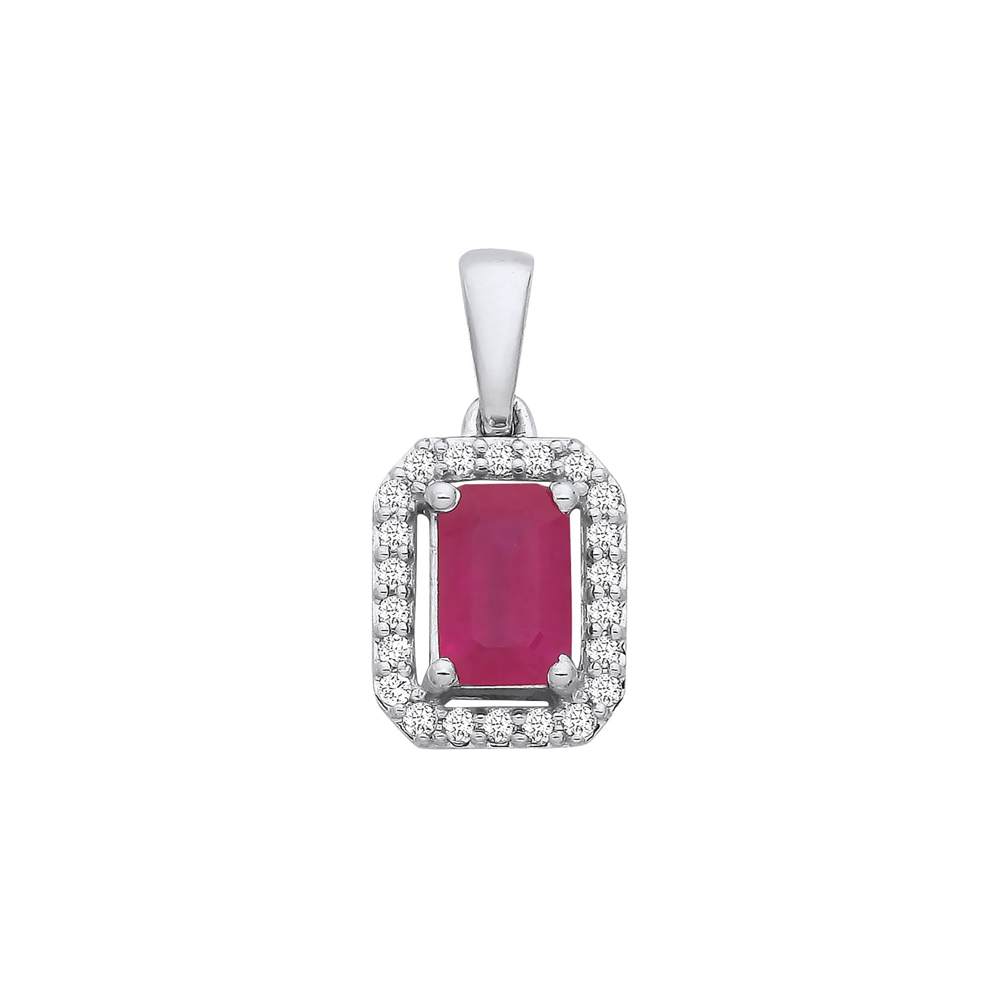 18ct White Gold 0.10ctw Diamond & 0.65ctw Ruby Pendant - 18ct Gold