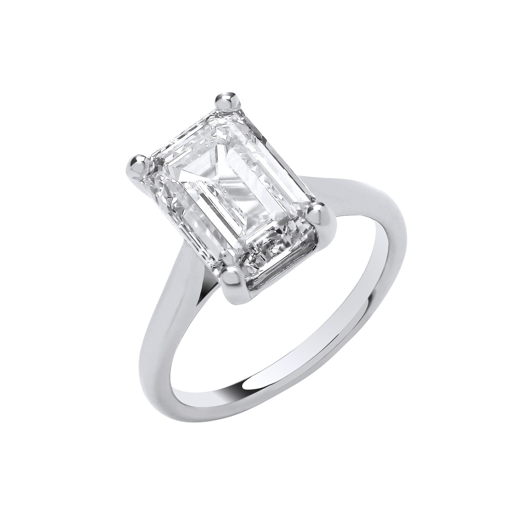 18ct White Gold 5.00ctw Emerald Cut LAB GROWN Diamond Ring IGI Certified - 18ct Gold