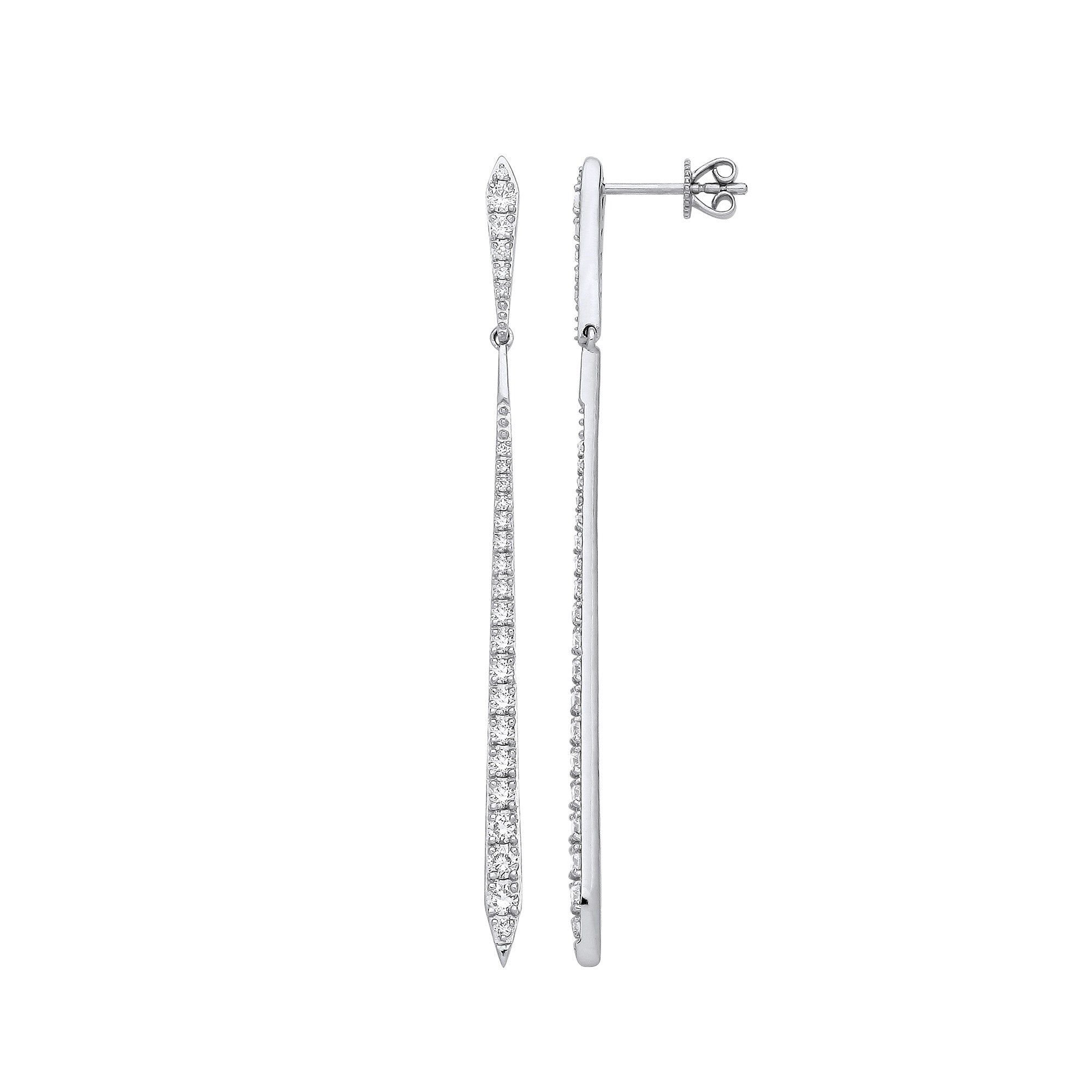 18ct White Gold 1.00ctw Drop Earrings - 18ct Gold