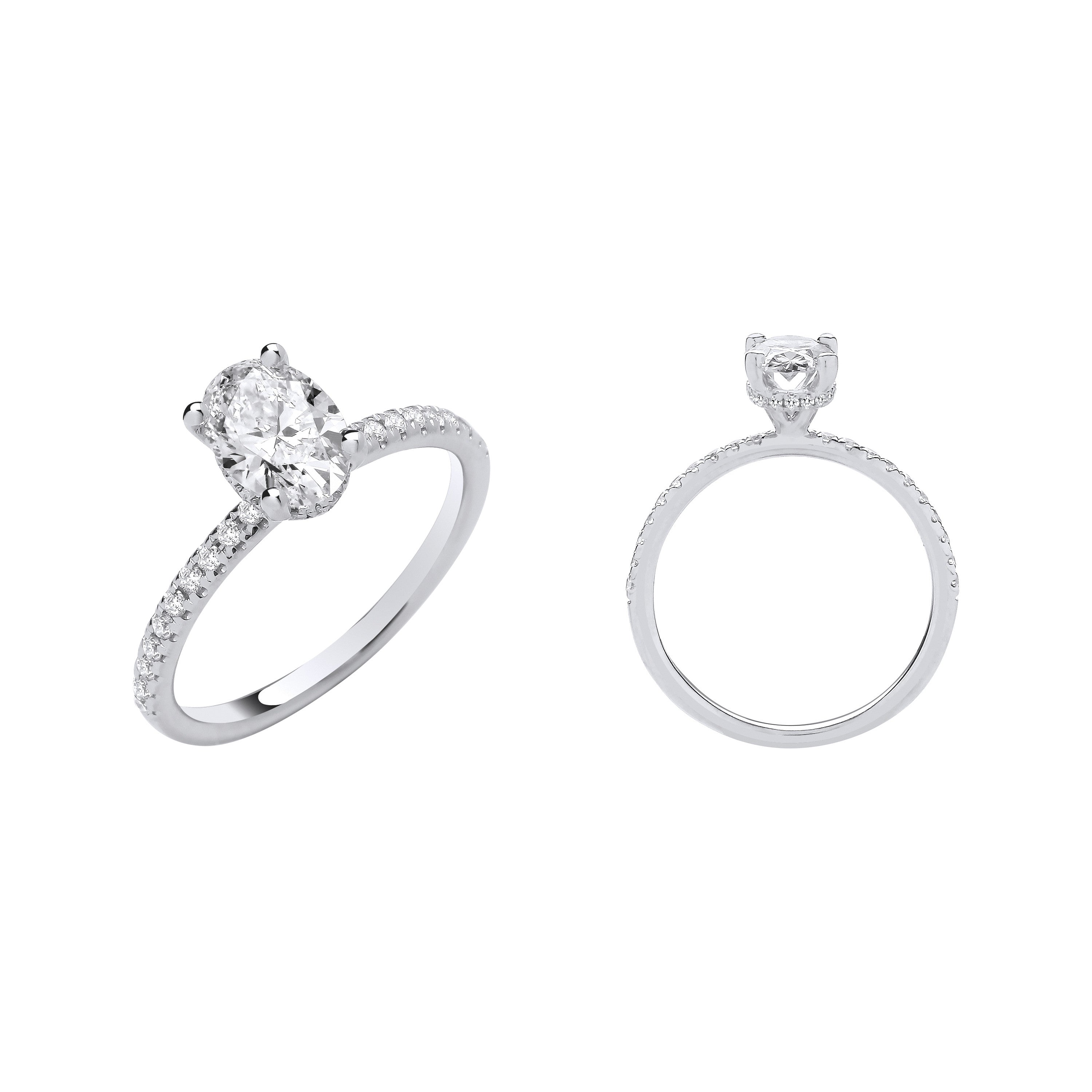 18ct White Gold 1.21ctw Oval LAB GROWN Hidden Halo Diamond Ring IGI Certified - 18ct Gold