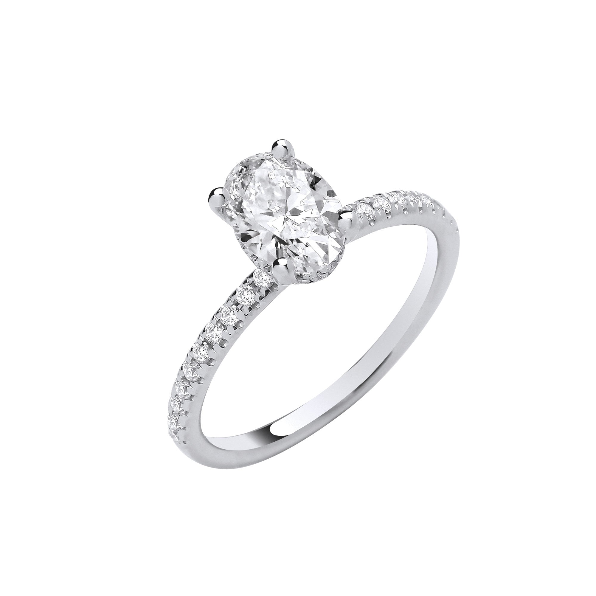 18ct White Gold 1.21ctw Oval LAB GROWN Hidden Halo Diamond Ring IGI Certified - 18ct Gold