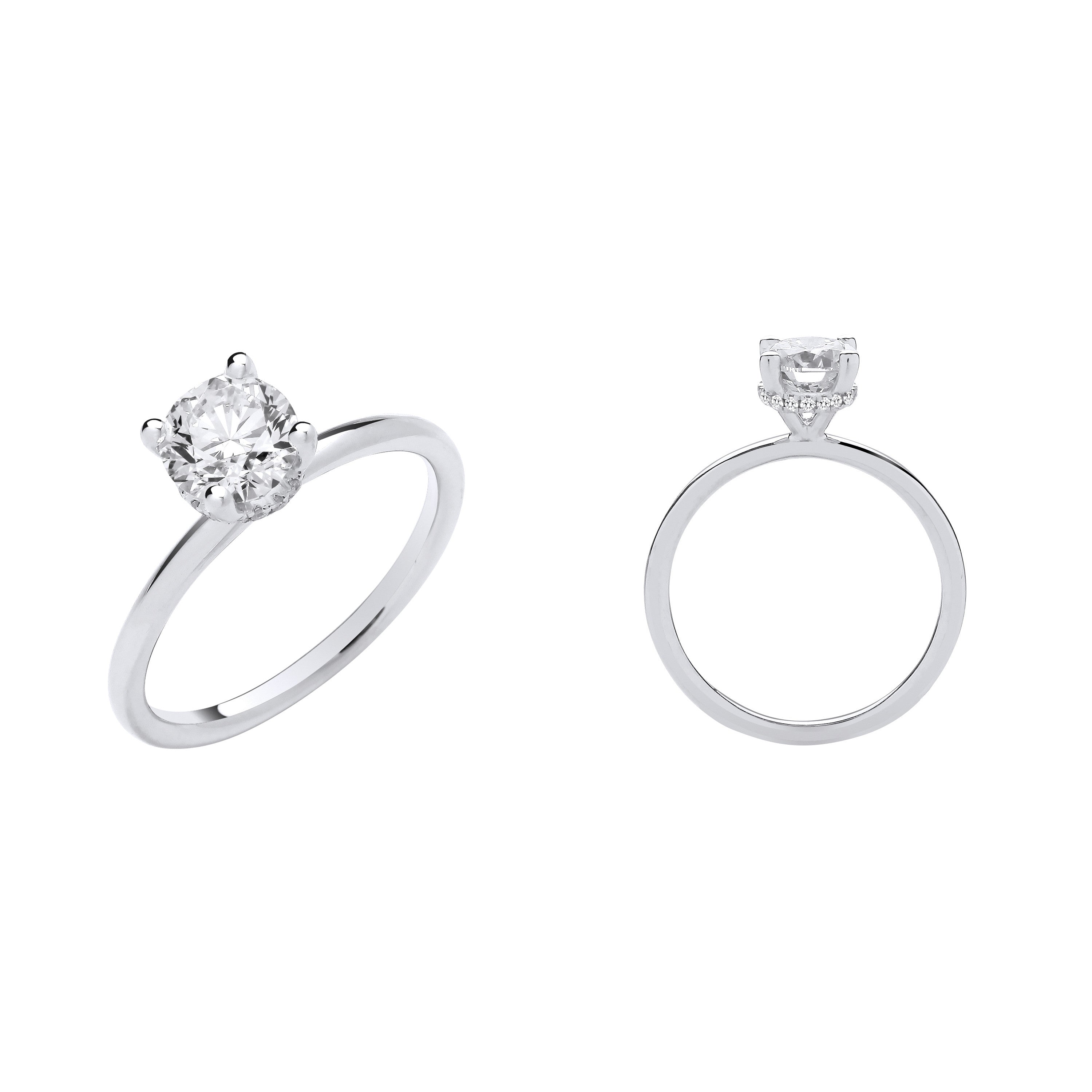 18ct White Gold 1.05ctw Solitaire LAB GROWN Hidden Halo Diamond Ring IGI Certified - 18ct Gold