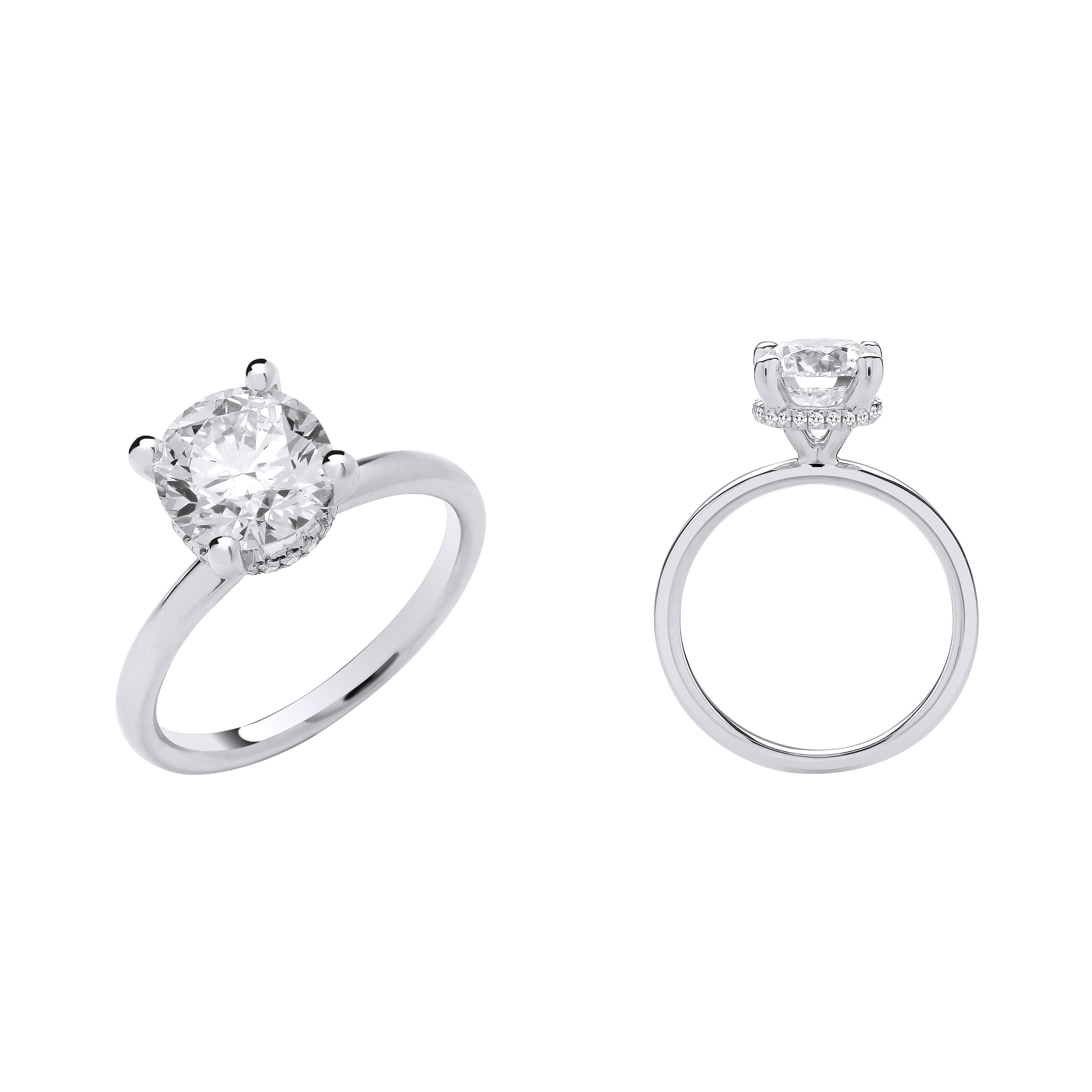18ct White Gold 2.07ctw Solitaire LAB GROWN Hidden Halo Diamond Ring IGI Certified - 18ct Gold