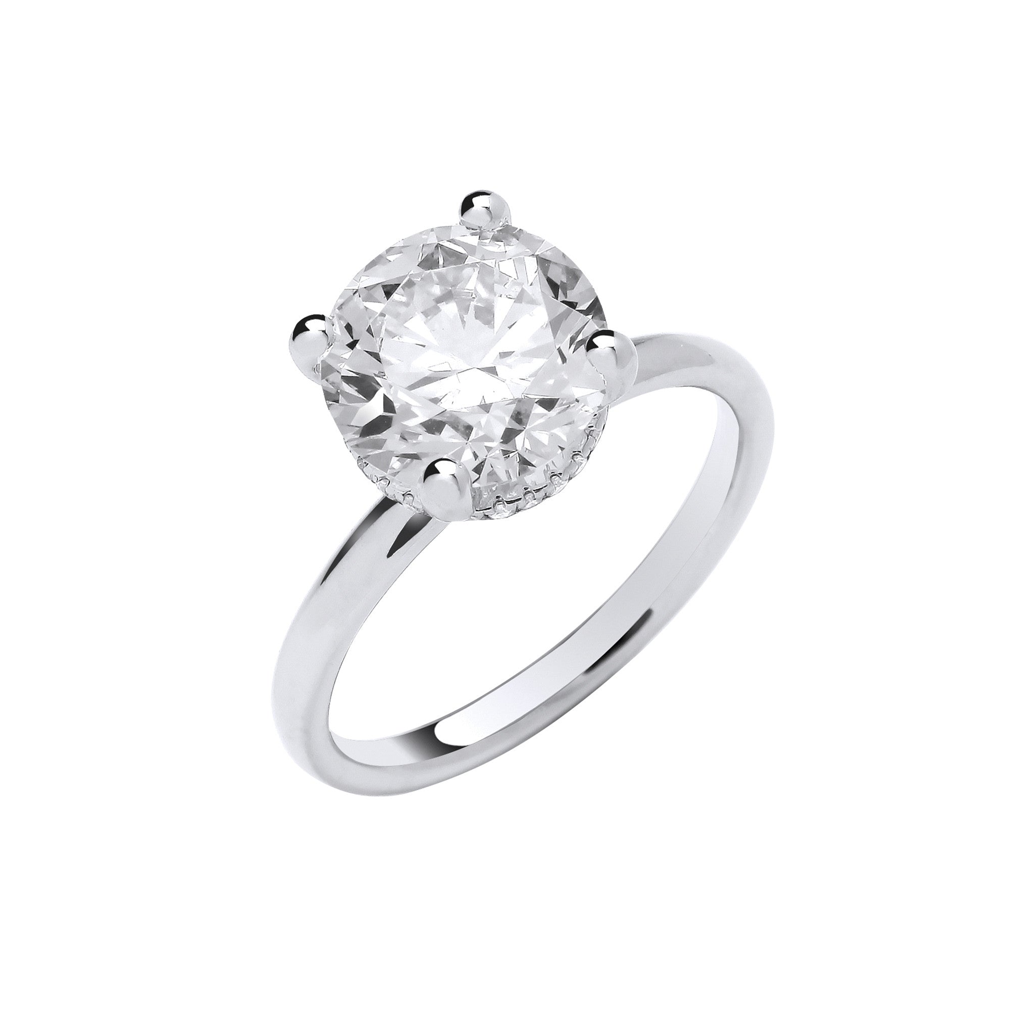 18ct White Gold 3.08ctw Solitaire LAB GROWN Hidden Halo Diamond Ring IGI Certified - 18ct Gold