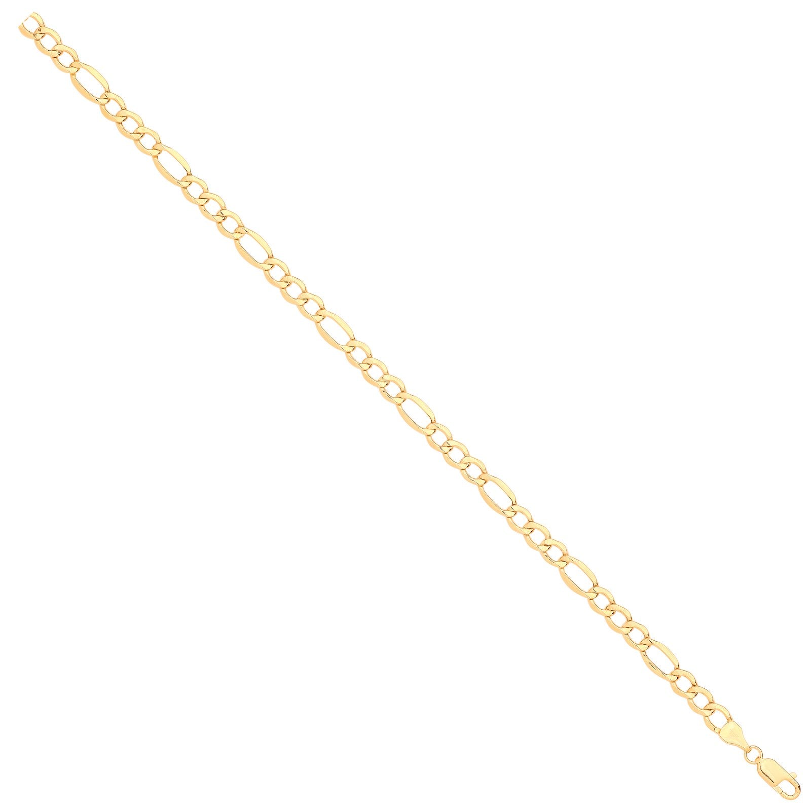 14ct Y/G Hollow Beveled Figaro 5.0mm Chain