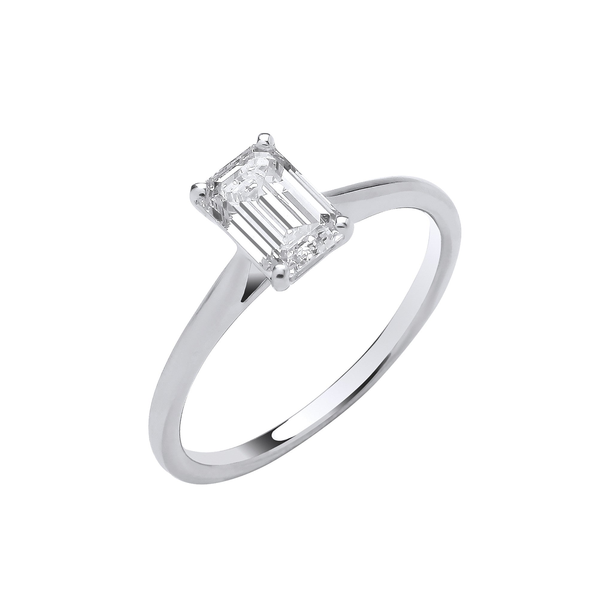 18ct White Gold 1.00ctw Emerald Cut LAB GROWN Diamond Ring IGI Certified - 18ct Gold