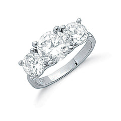 Silver Claw Set Cubic Zirconia Trilogy Ring