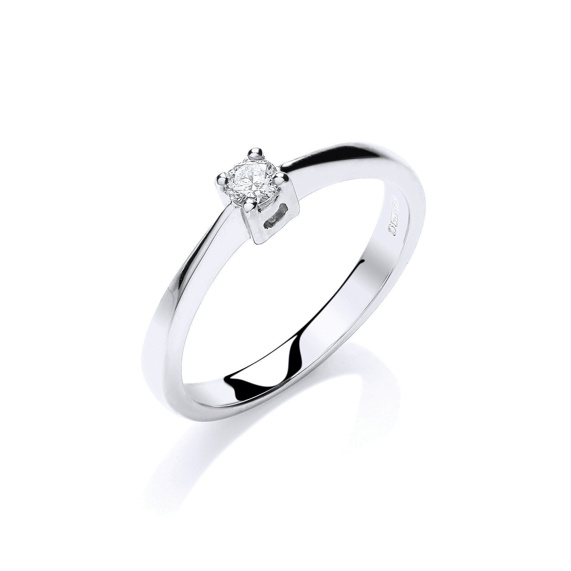 9ct White Gold 0.10ct Solitaire Ring - 9ct Gold