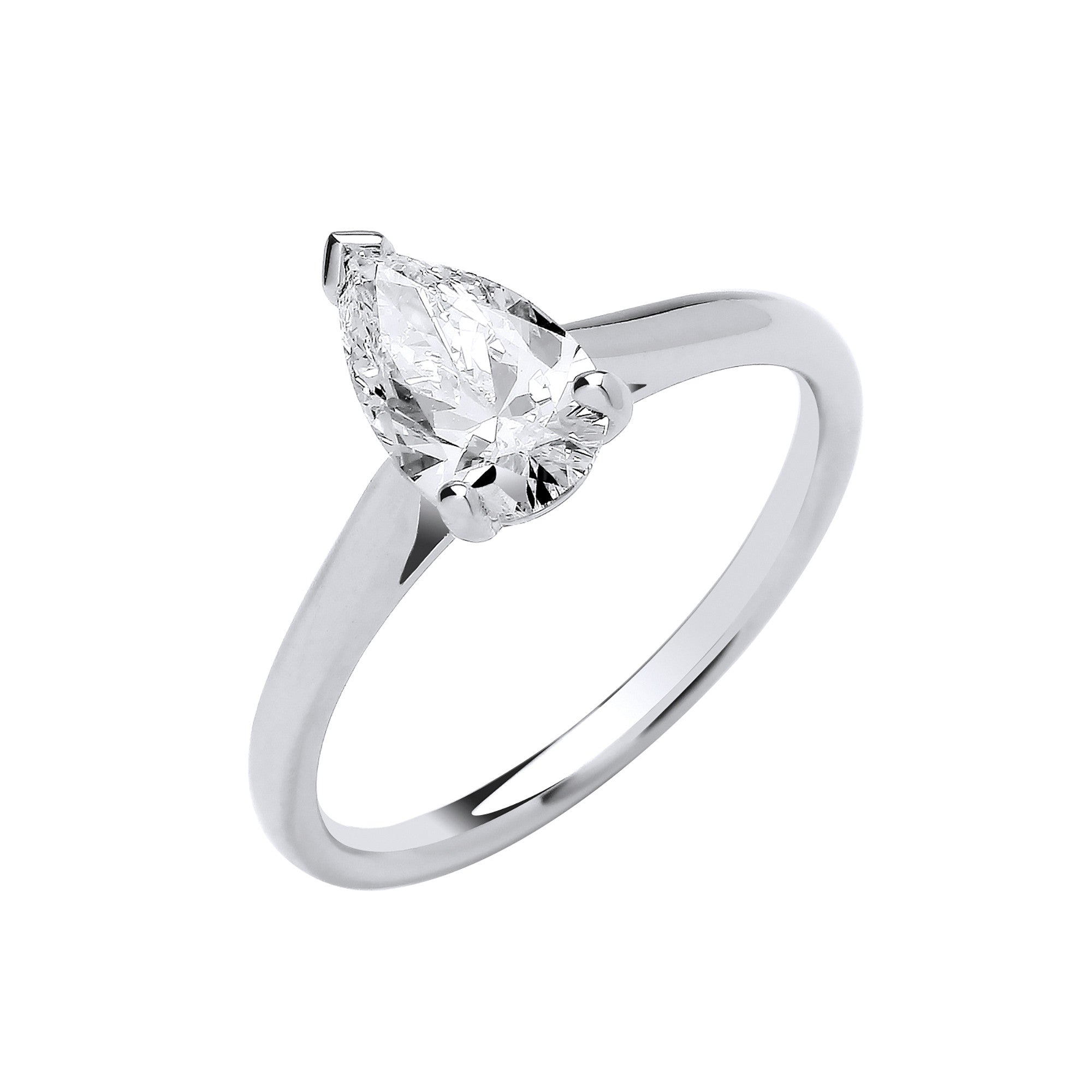 18ct White Gold 1.00ctw Pear Cut LAB GROWN Diamond Ring IGI Certified - 18ct Gold