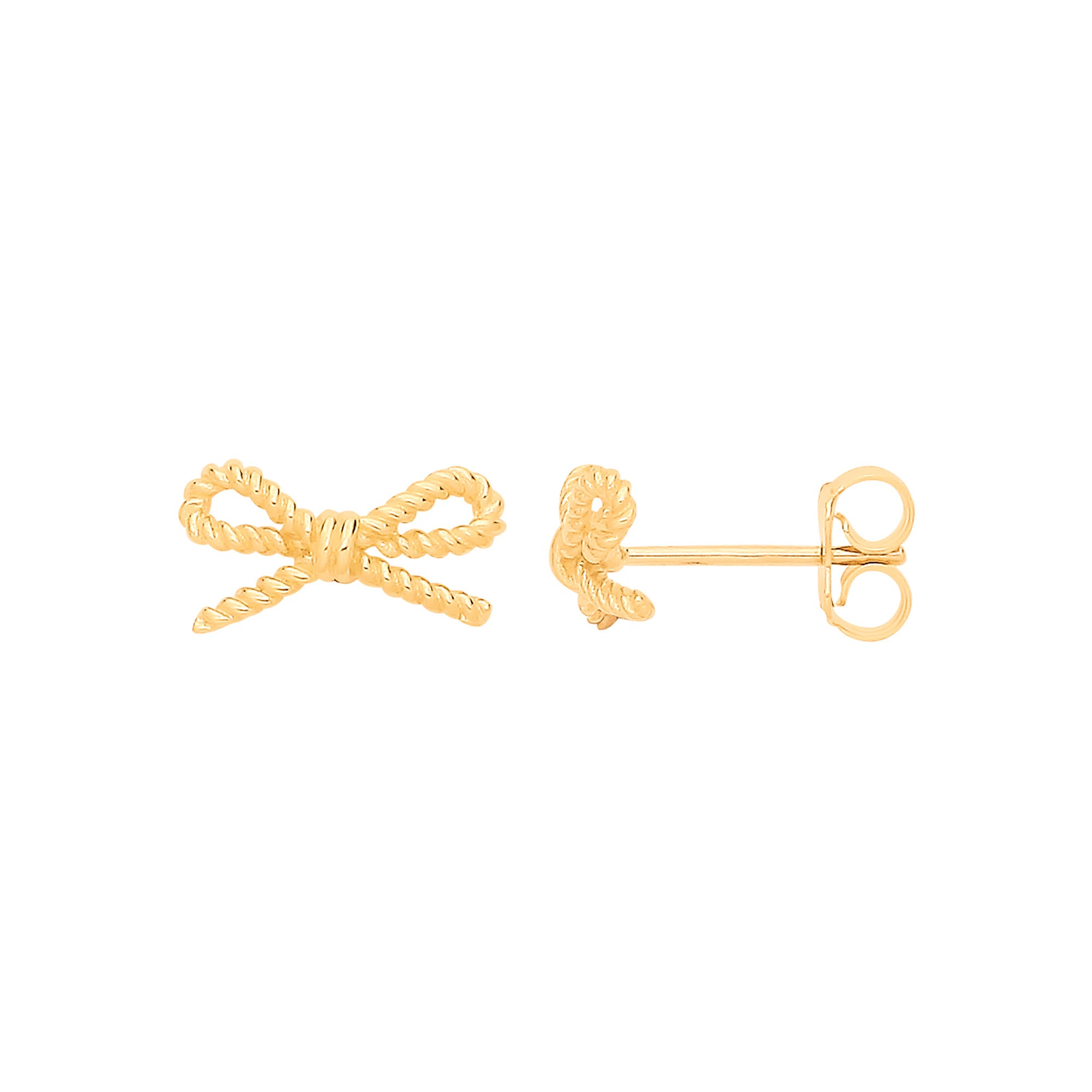 Yellow Gold Bow Stud Earrings - 9ct Gold