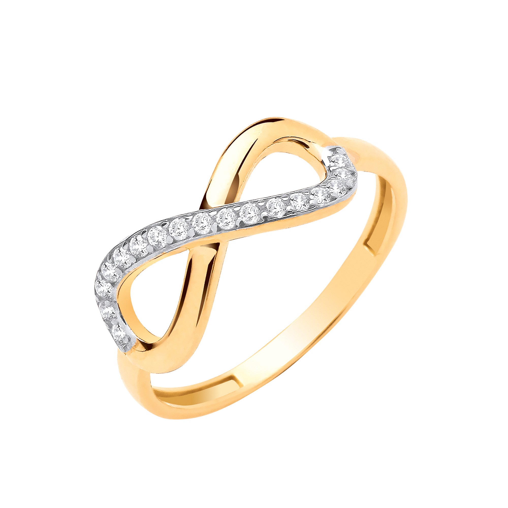 Yellow Gold Infinity Cubic Zirconia Ladies Ring - 9ct Gold