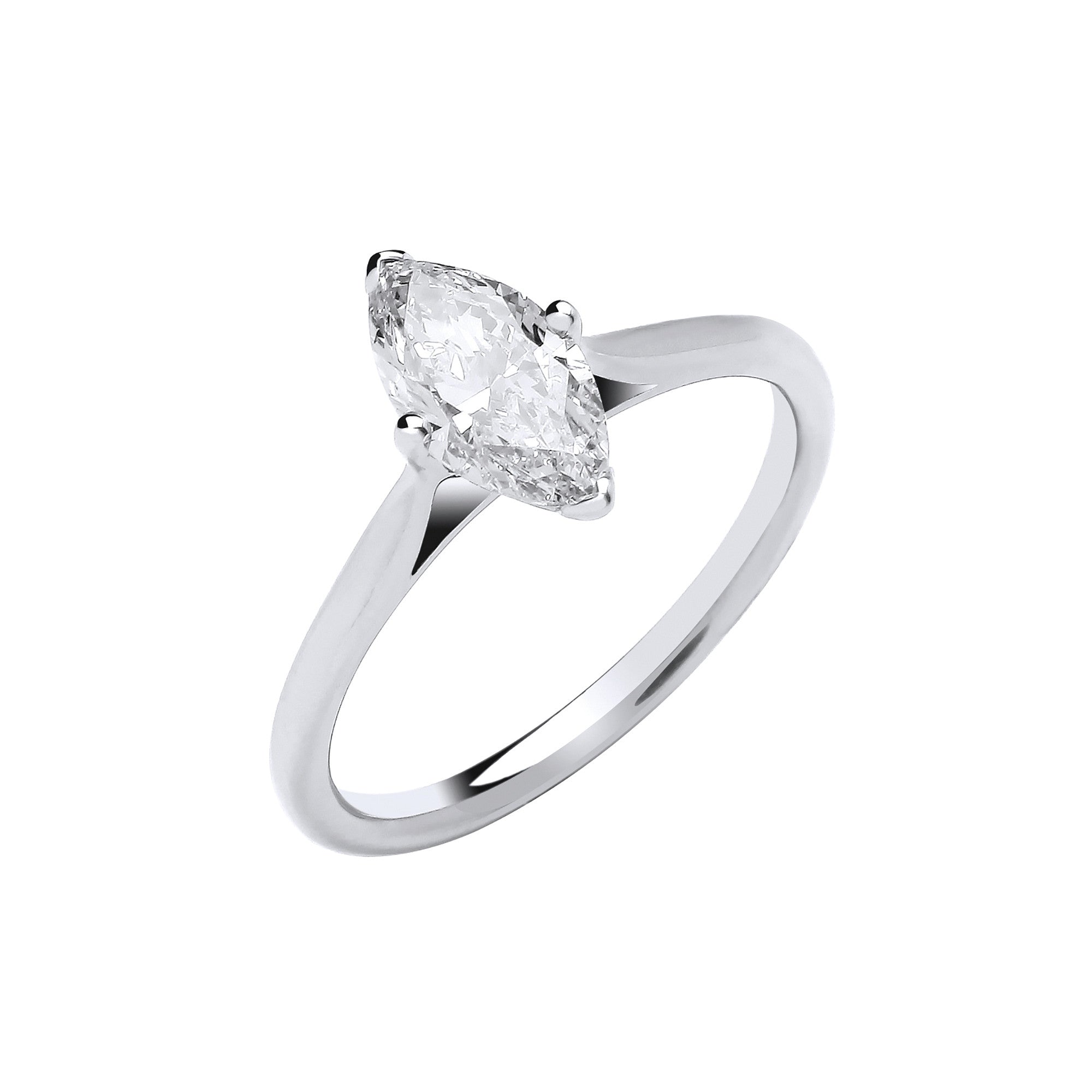 18ct White Gold 1.00ctw Marquise Cut LAB GROWN Diamond Ring IGI Certified - 18ct Gold