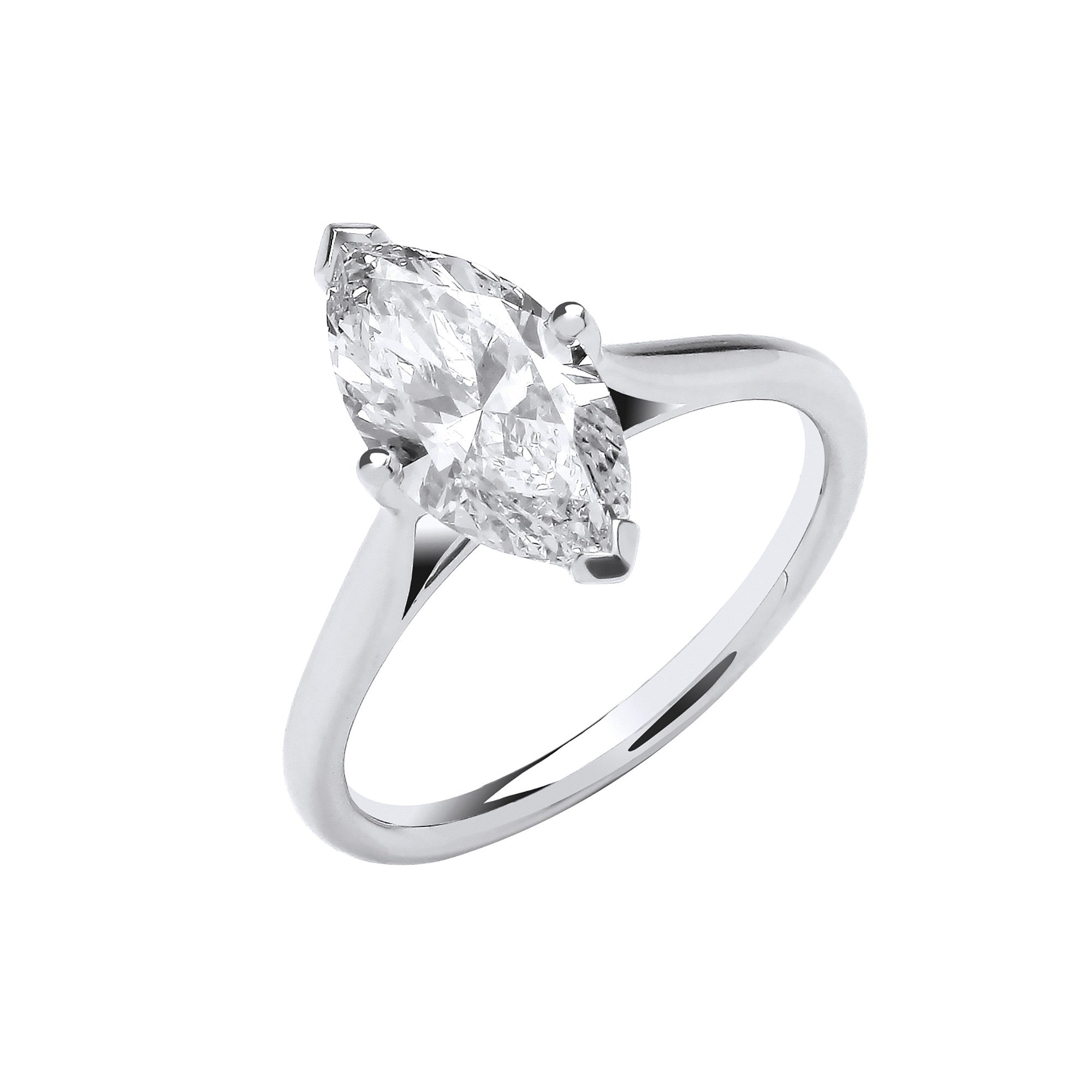 18ct White Gold 2.00ctw Marquise Cut LAB GROWN Diamond Ring IGI Certified - 18ct Gold