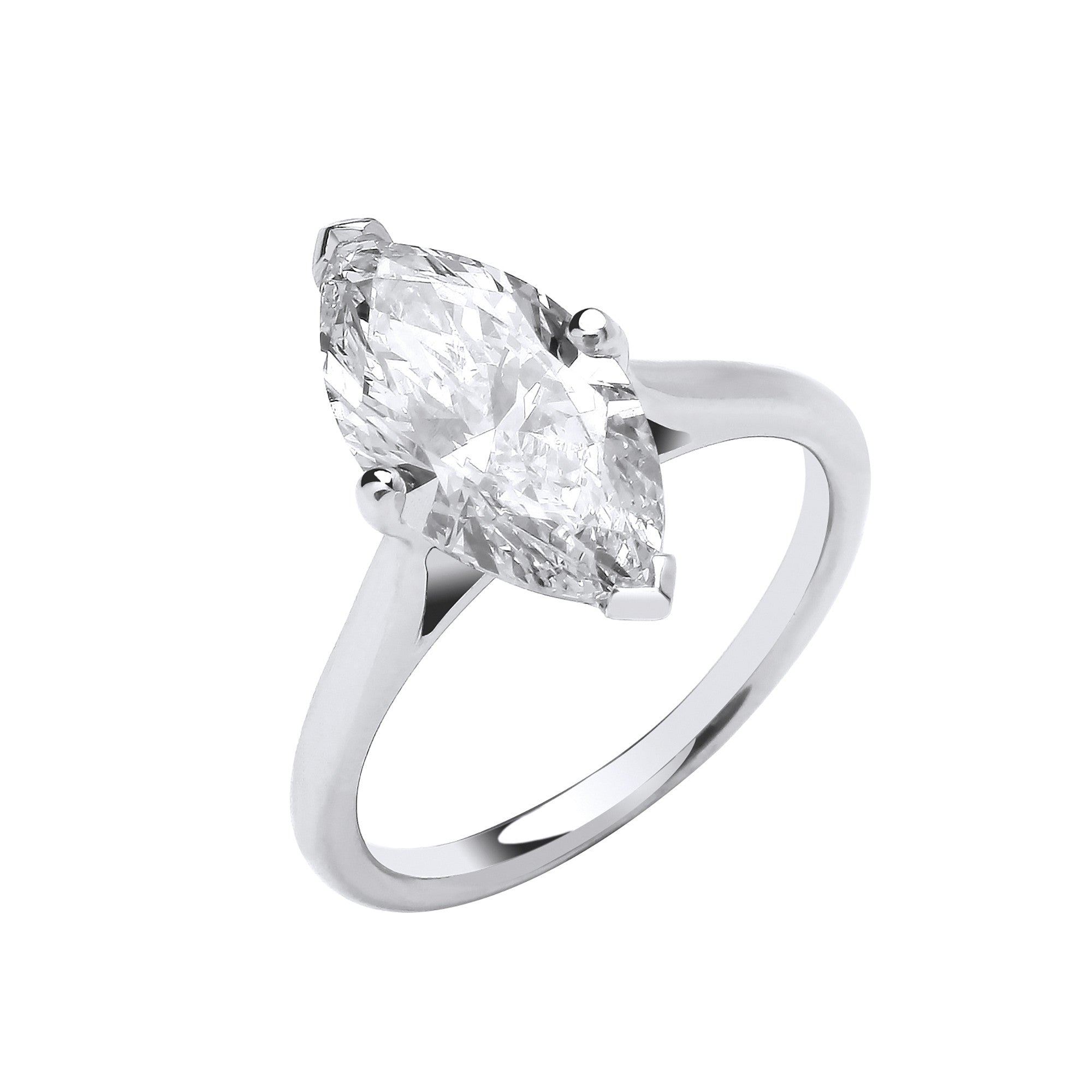 18ct White Gold 3.00ctw Marquise Cut LAB GROWN Diamond Ring IGI Cert - 18ct Gold