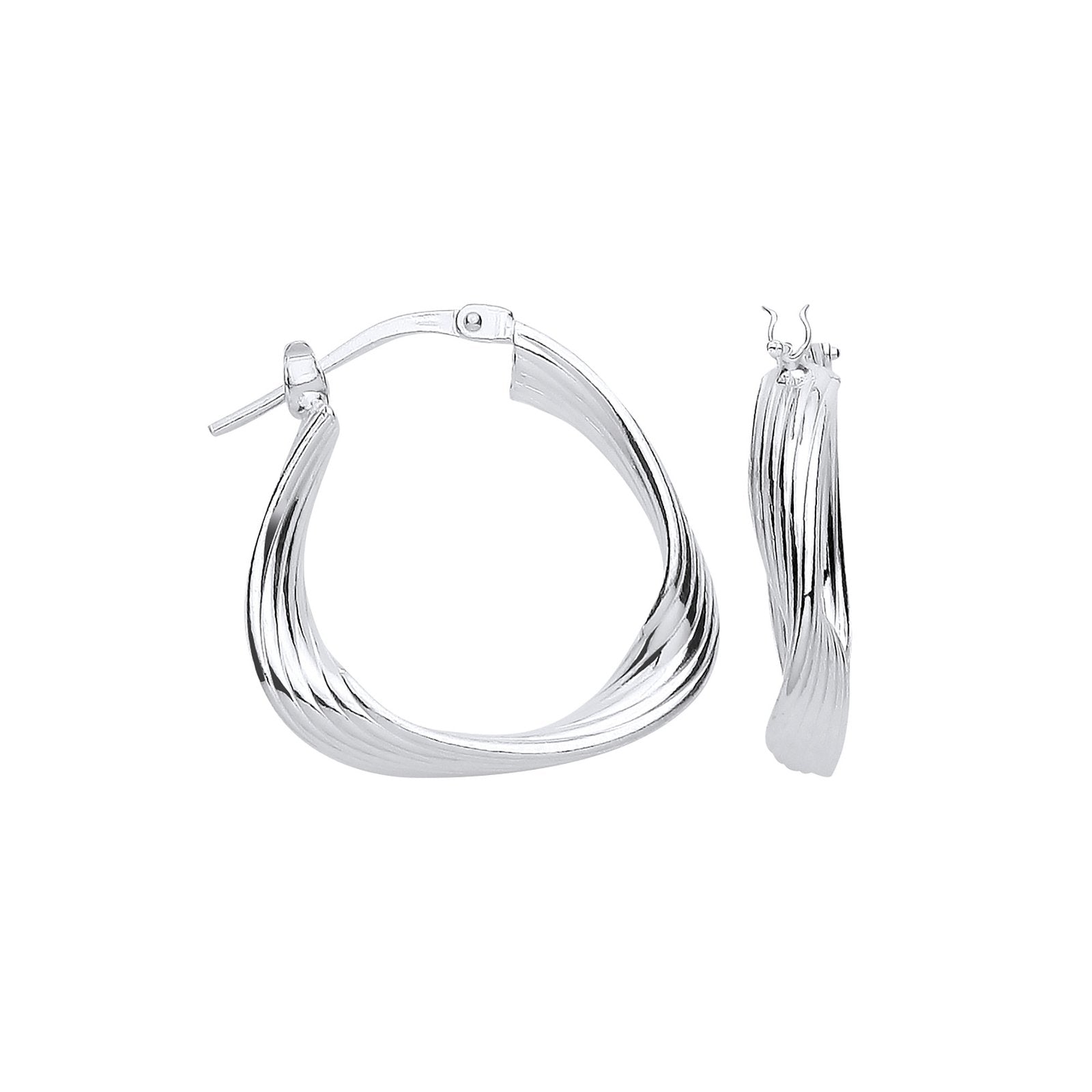 Silver Triangle 21mm Twisted Hoop Earrings