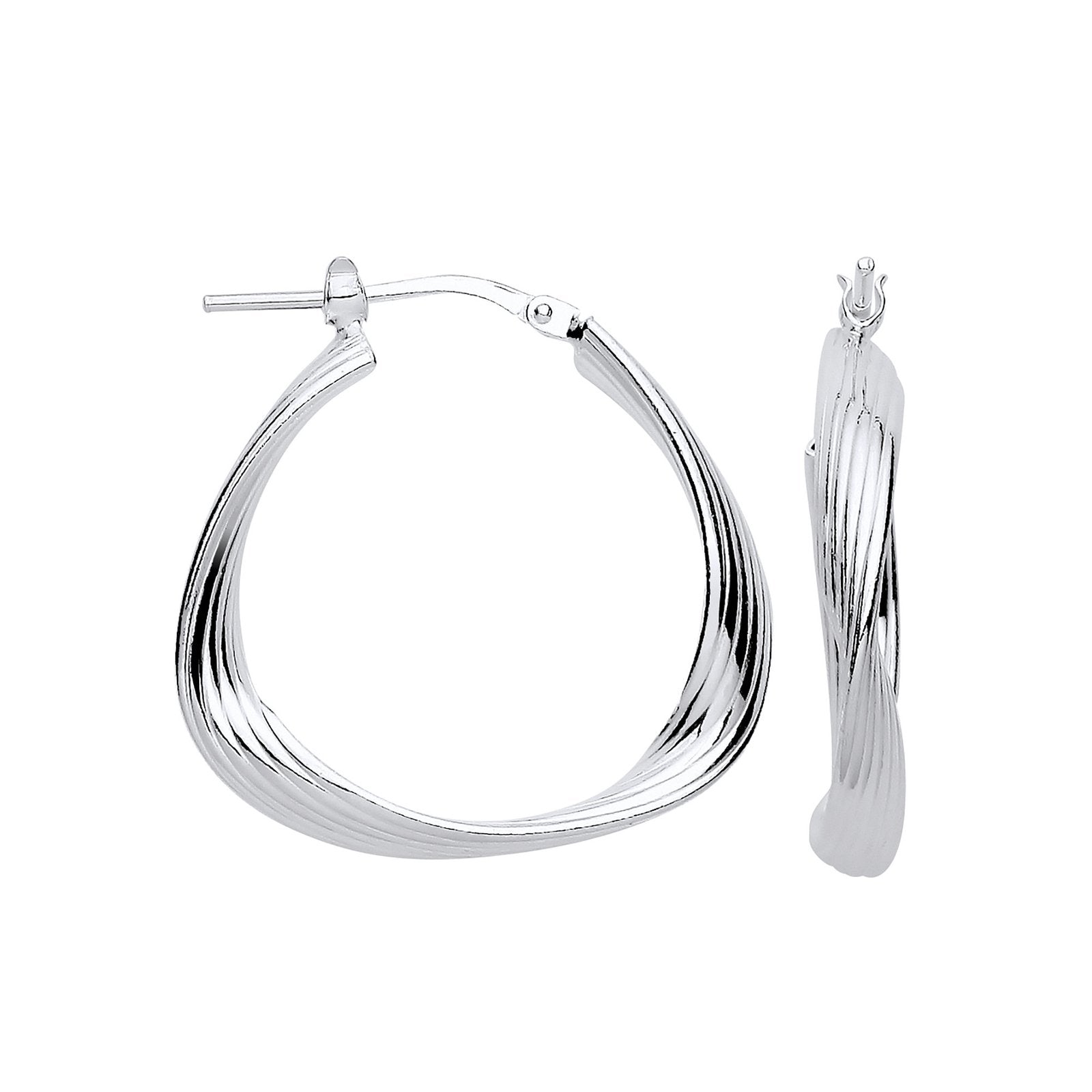 Silver Triangle 26mm Twisted Hoop Earrings