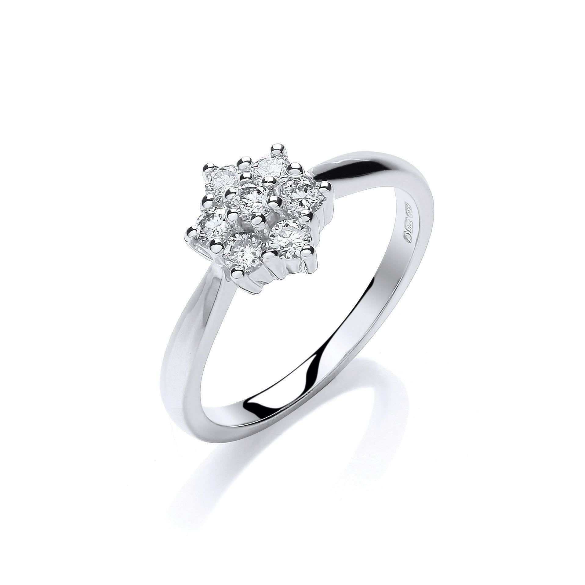 9ct White Gold 0.33ct Diamond 7St Cluster Ring - 9ct Gold