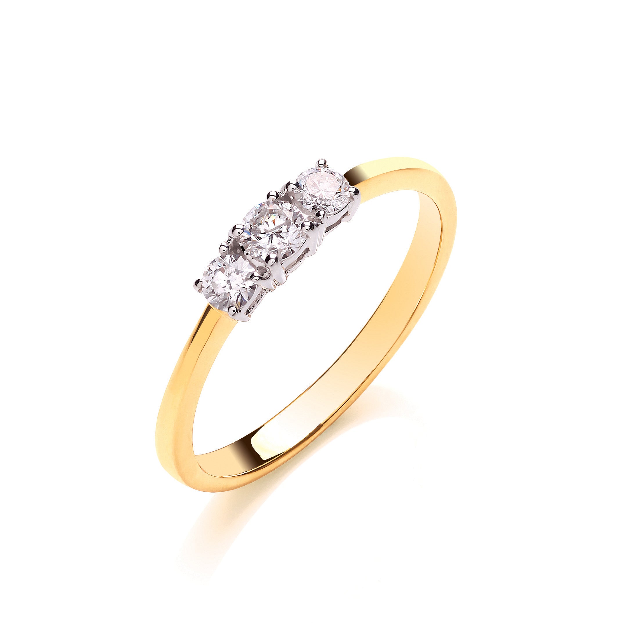 18ct Yellow Gold 0.33ctw Diamond Trilogy Ring - 18ct Gold