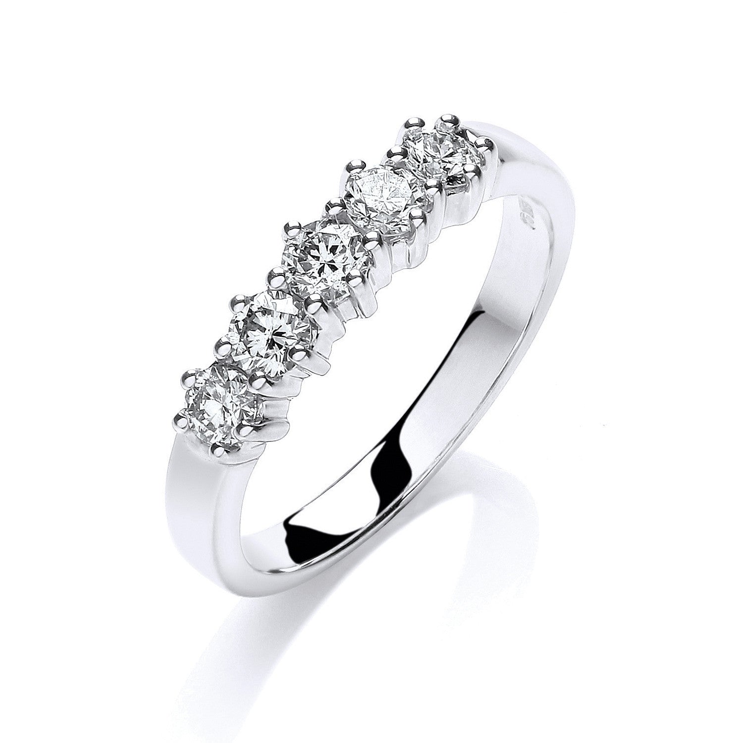 9ct White Gold 0.50ct 5 Stone Diamond Eternity Ring - 9ct Gold