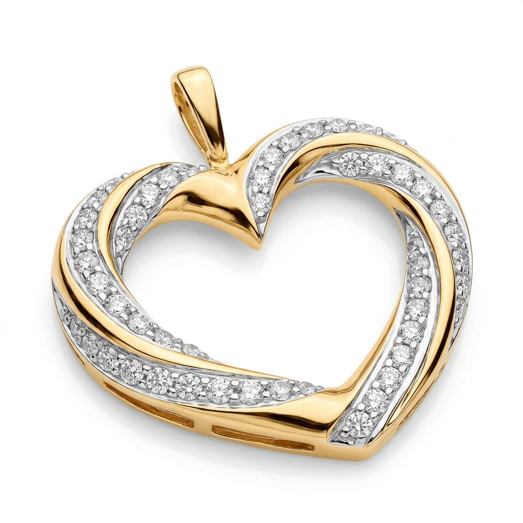 9ct Yellow Gold 0.50ct Diamond Heart Pendant