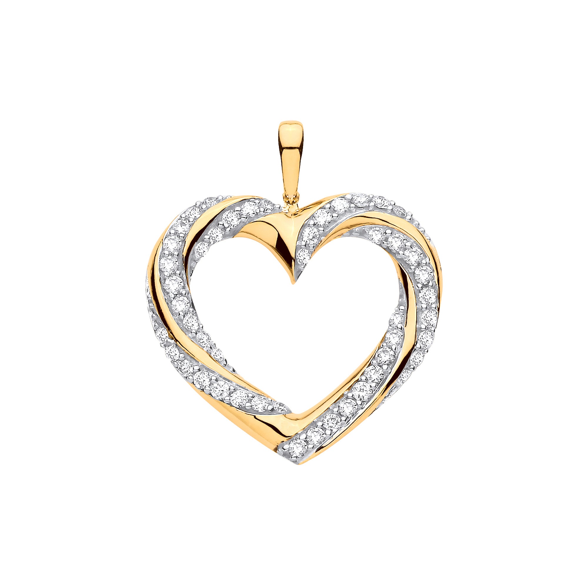 9ct Yellow Gold 0.50ct Diamond Heart Pendant - 9ct Gold