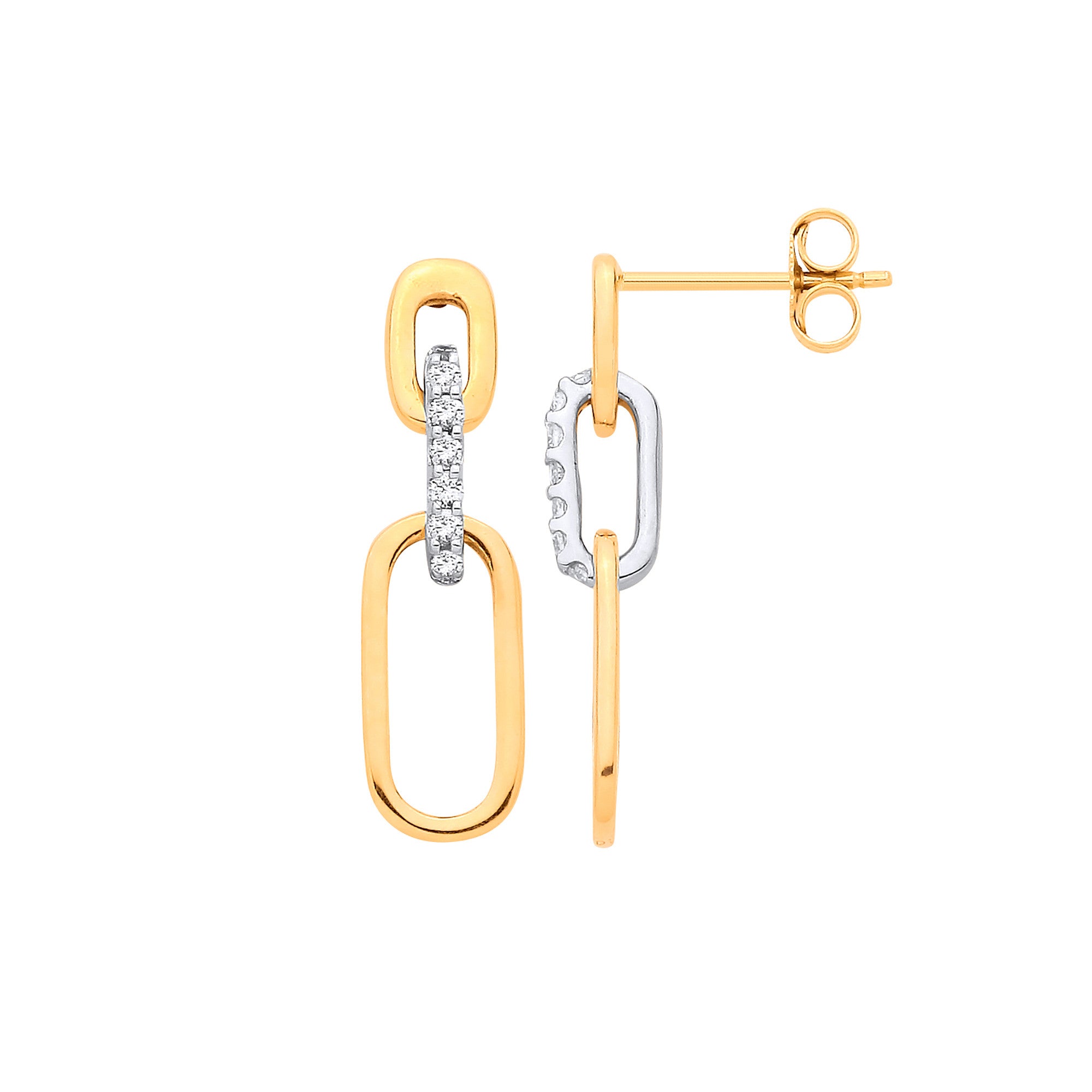 Boucles d'oreilles pendantes en or jaune 9 carats 0,16 carat total - Or 9 carats