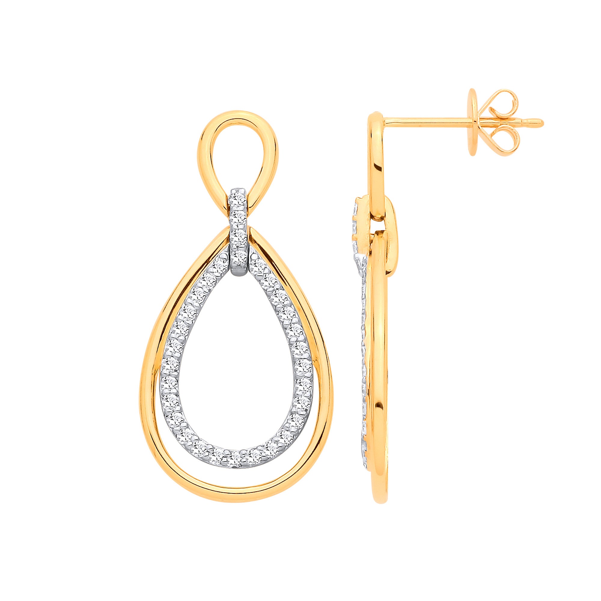 9ct Yellow Gold 0.49ctw Drop Earrings - 9ct Gold