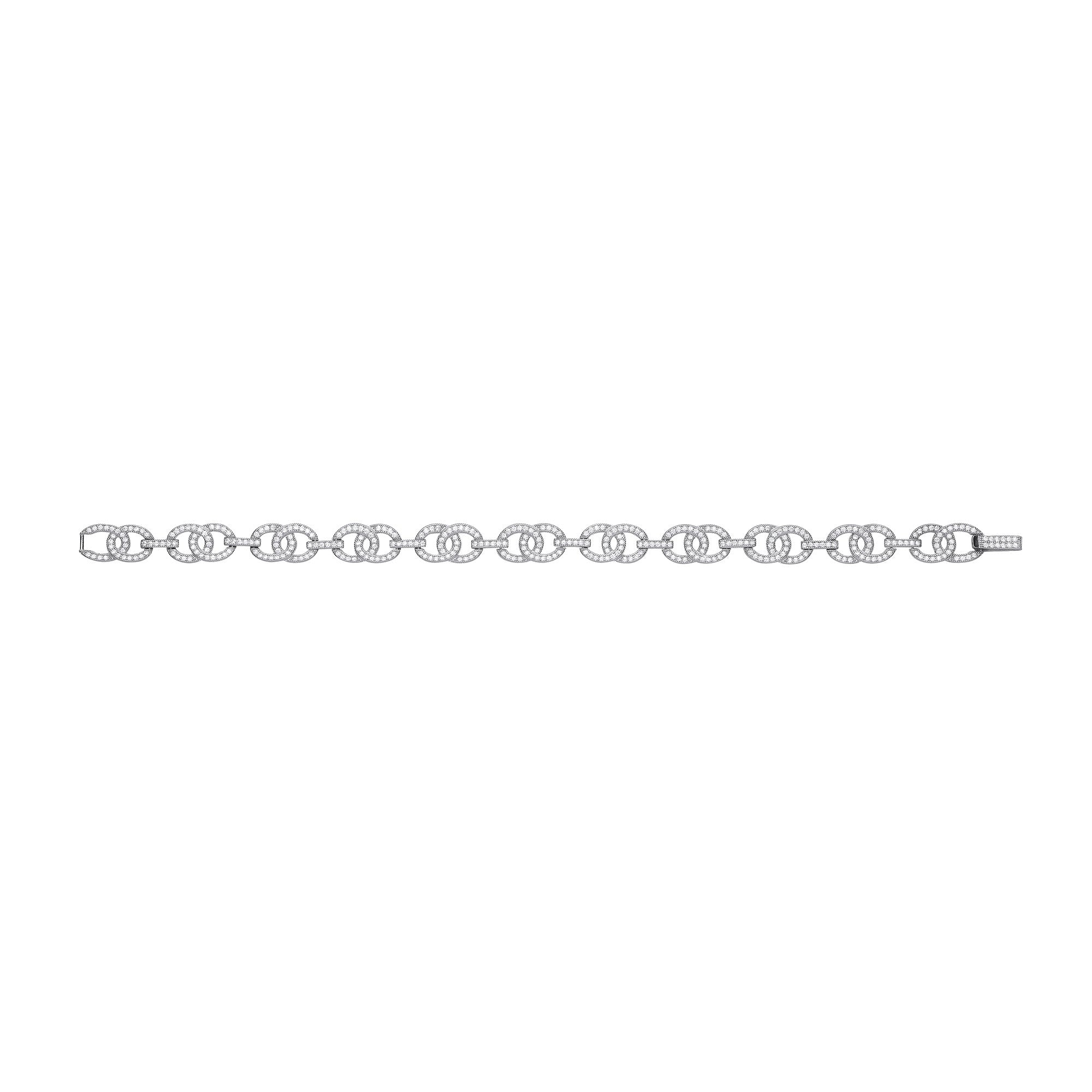 Silver Interlocked Circles Cubic Zirconia Ladies Bracelet - Silver