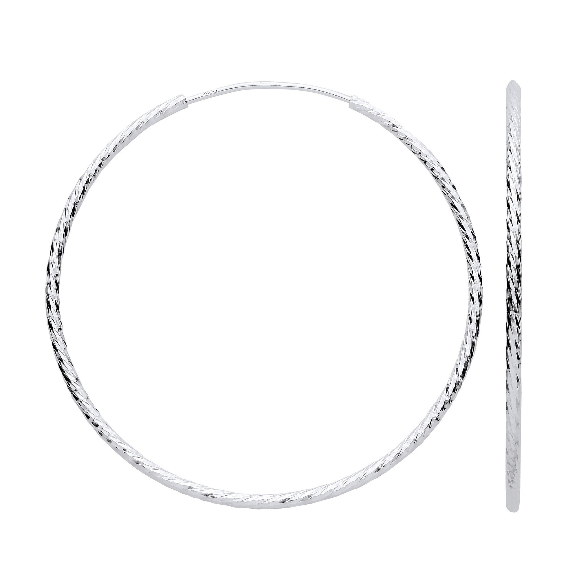 Boucles d'oreilles créoles argentées 50 mm - Argent