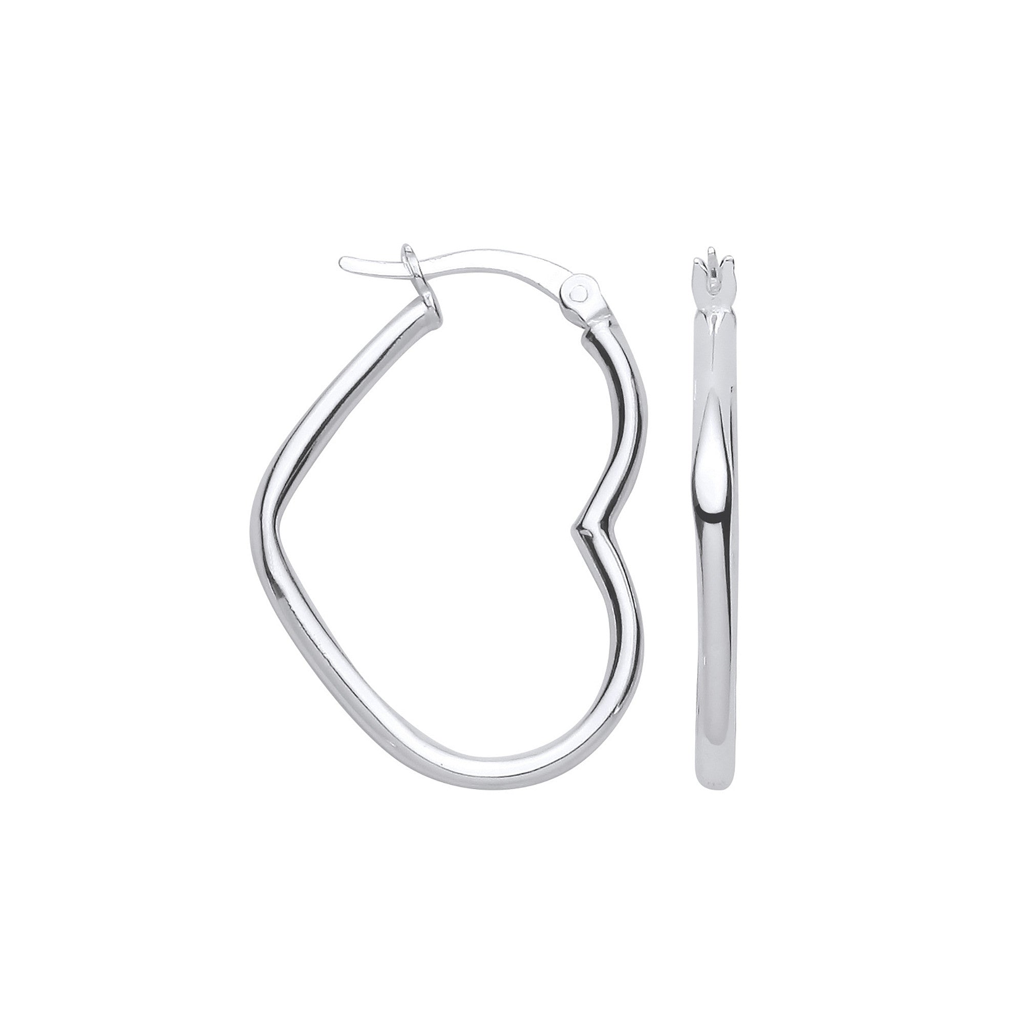 Silver Heart Hoop Earrings - Silver