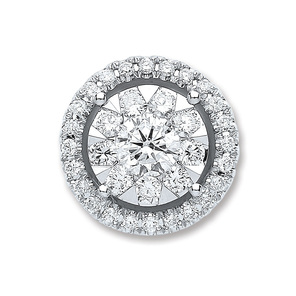 18ct White Gold 0.60ct Diamond Cluster Pendant - 18ct Gold