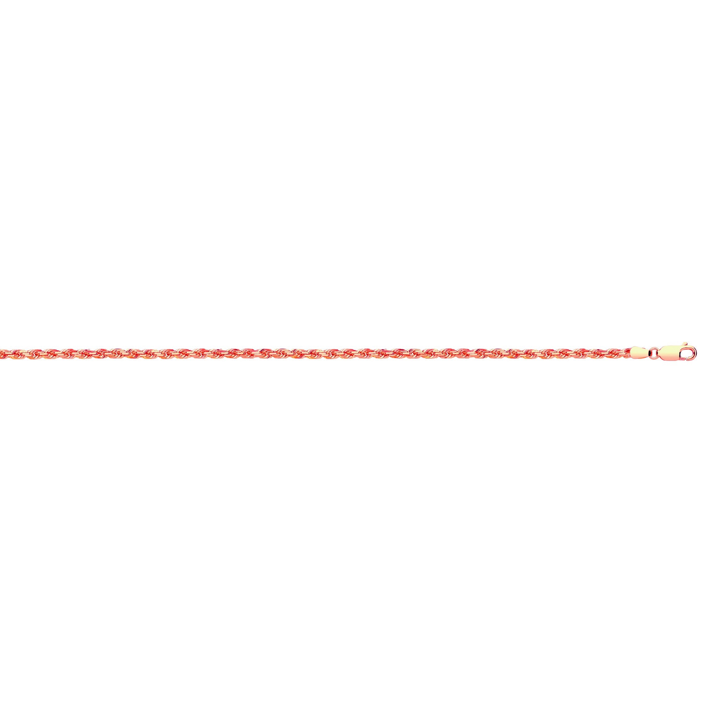 Rose Gold 3.0mm Diamond Cut Rope Chain - 9ct Gold