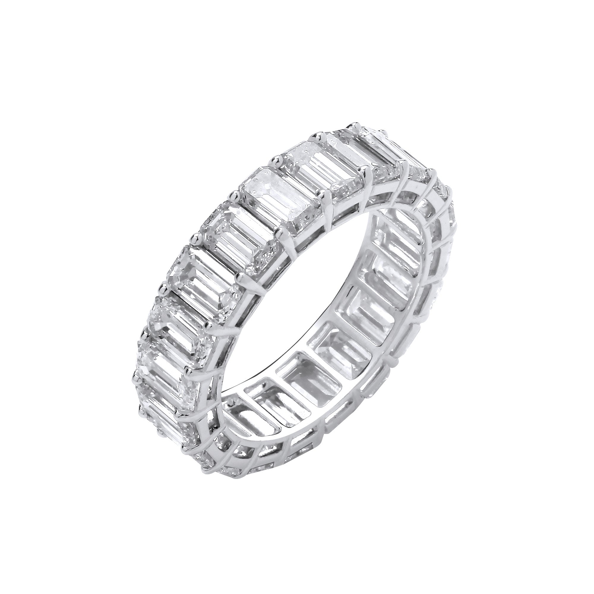18ct White Gold 6.00ctw Emerald Cut Lab Grown Diamond Eternity Ring IGI Certified - 18ct Gold
