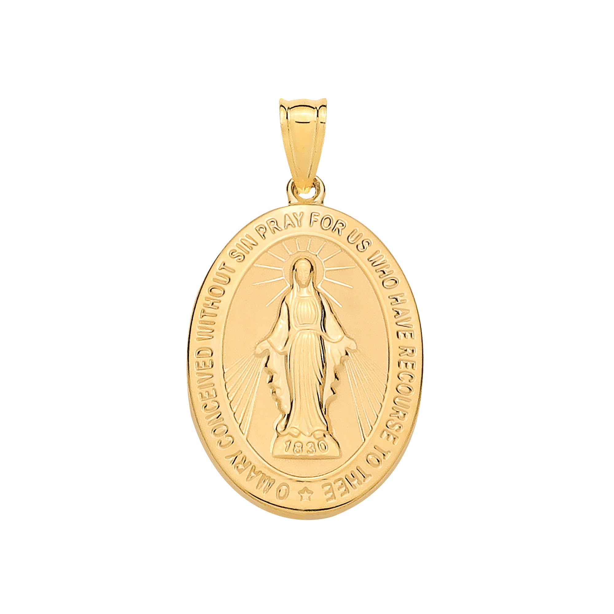 Yellow Gold Virgin Mary Hollow Medallion