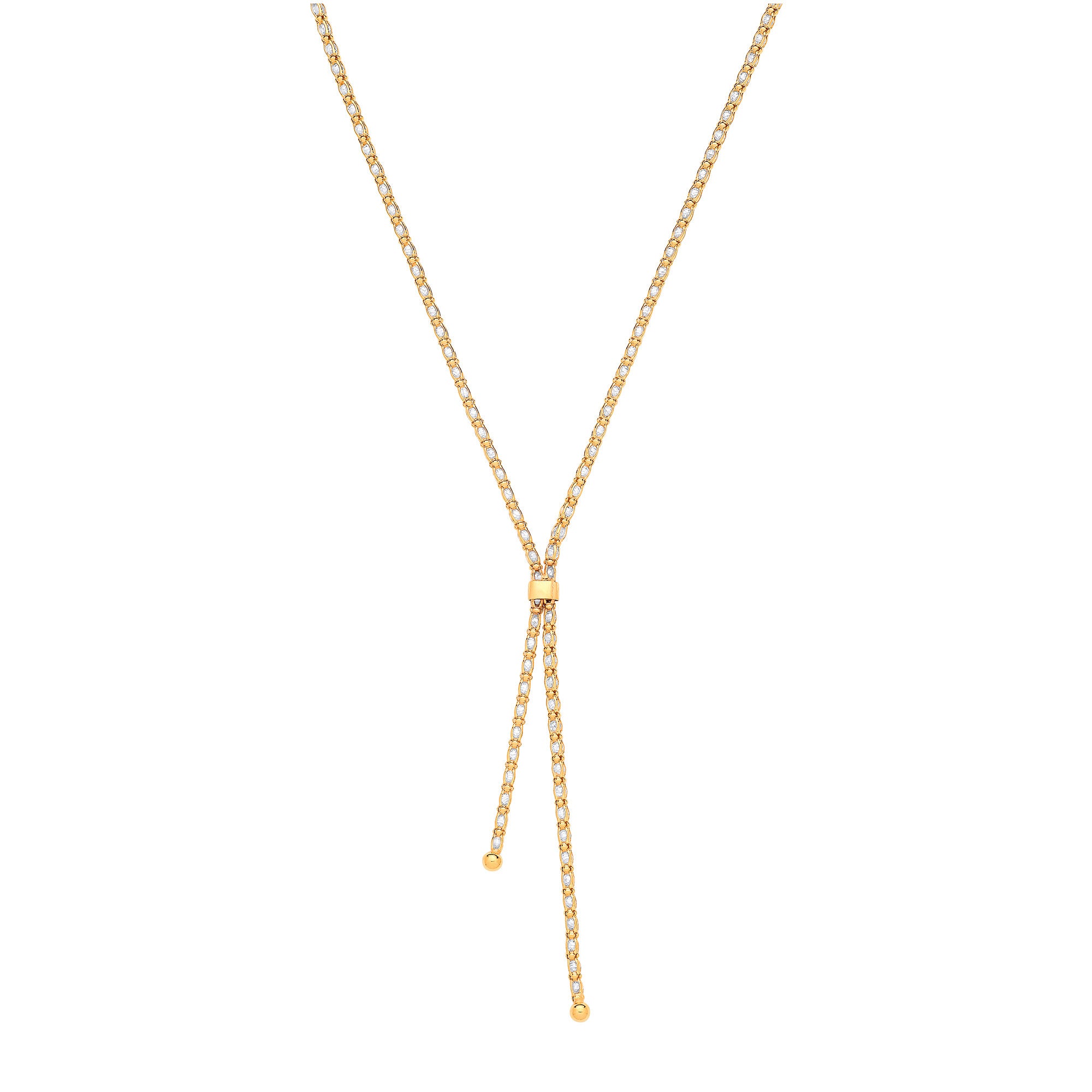 Silver Yellow Gold Plated Necklace filled with Cubic Zirconias