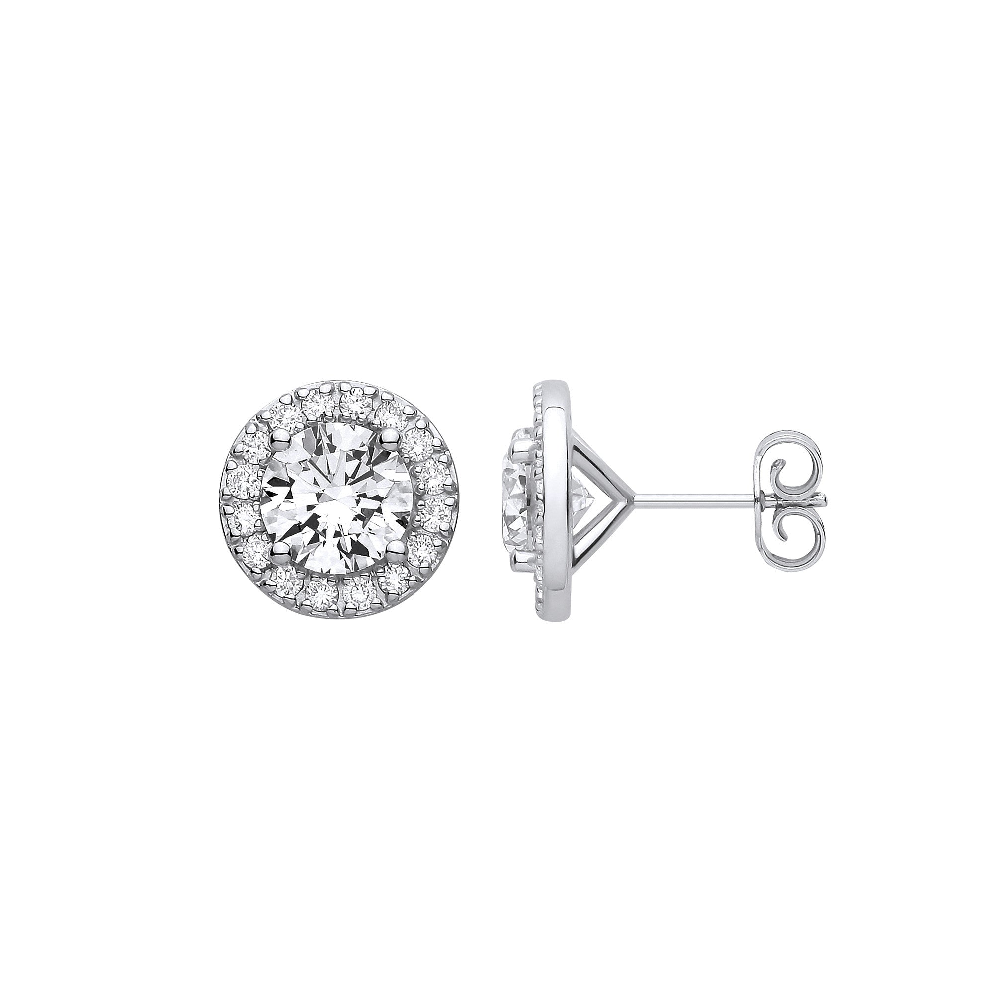 9ct White Gold 3.54ctw LAB GROWN Diamond Halo Earrings IGI Certified