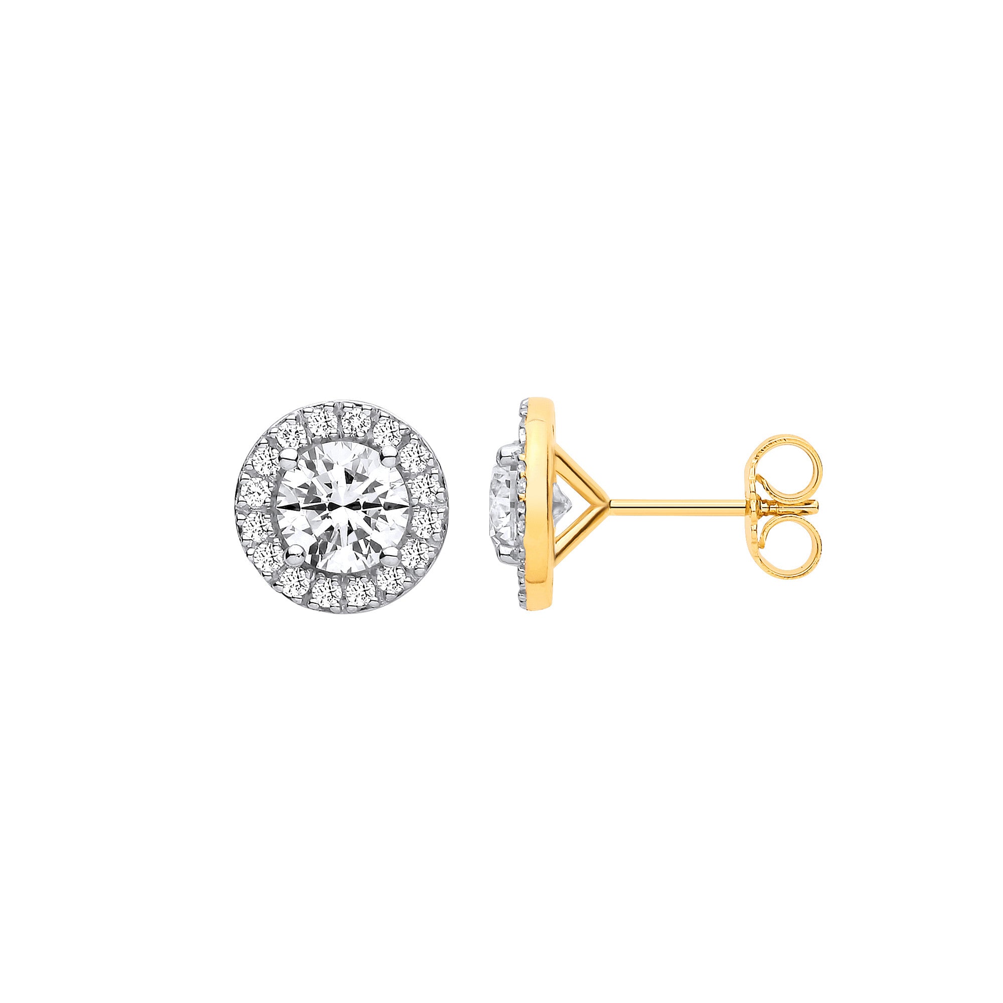 9ct Yellow Gold 2.38ctw LAB GROWN Diamond Halo Earrings IGI Certified