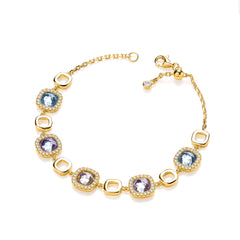 Yellow Gold Plated Silver Cushion Cut Customized Glass Ladies Bracelet