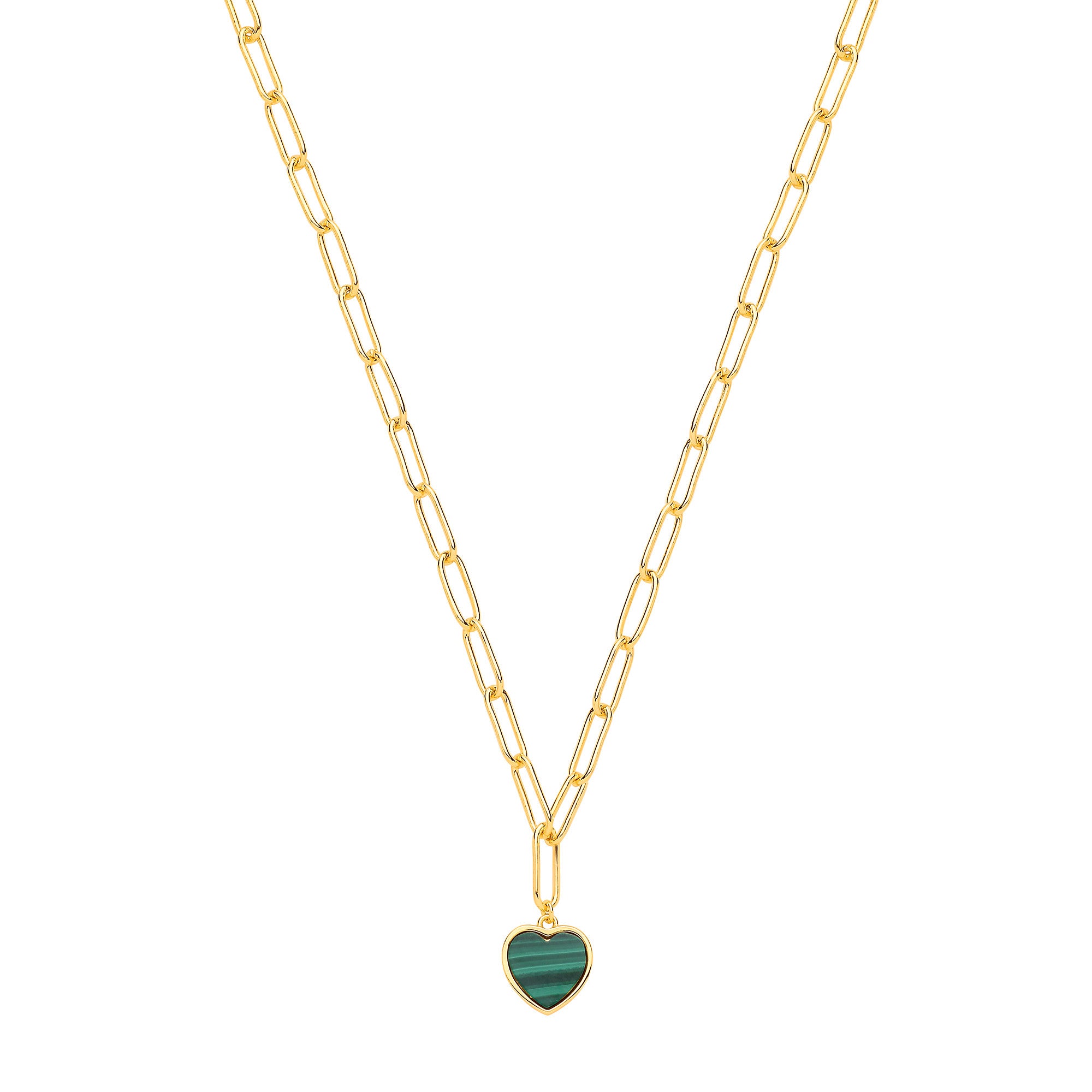 Silver Yellow Gold Plated Paper Clip Heart Necklace