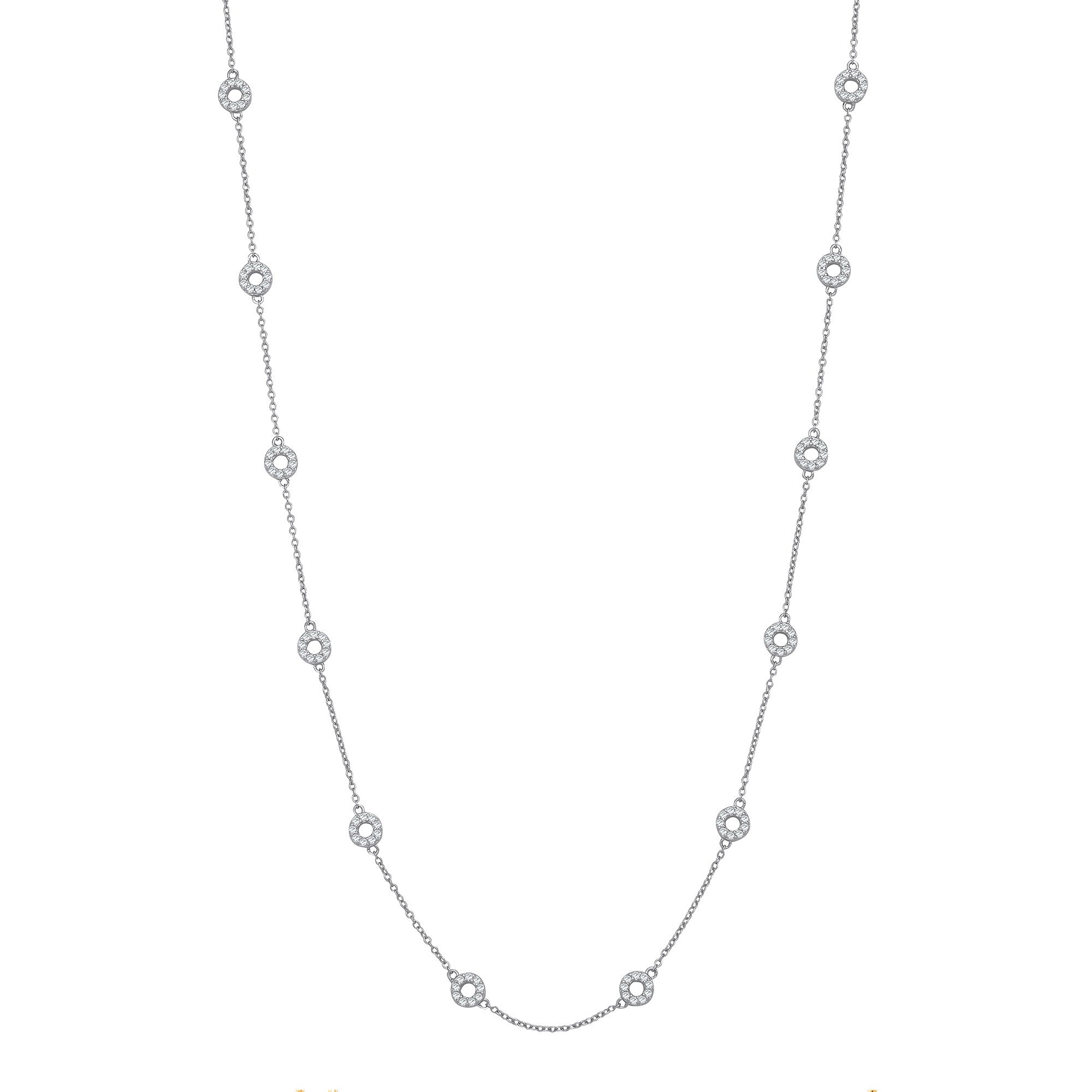 Silver Circles with Cubic Zirconias Necklace
