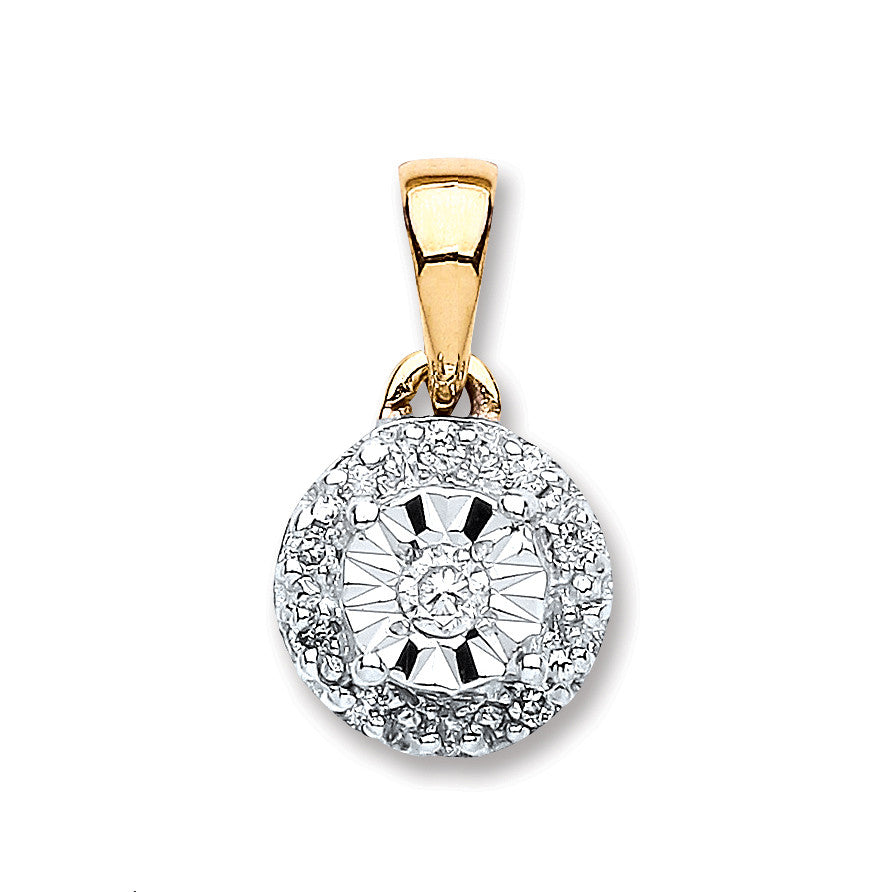 9ct Yellow Gold 0.07ct Diamond Pendant - 9ct Gold