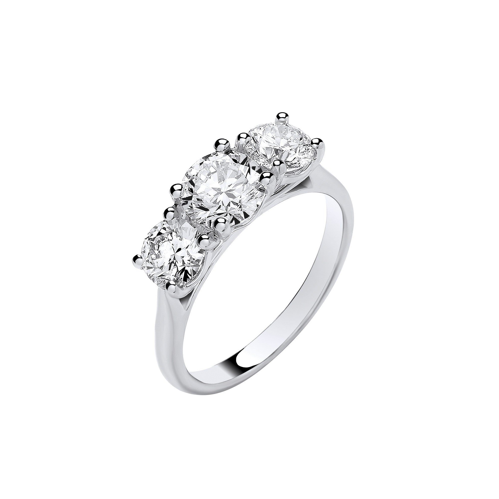 9ct White Gold 2.00ctw Trilogy LAB GROWN Diamond Ring White GoldI Certified